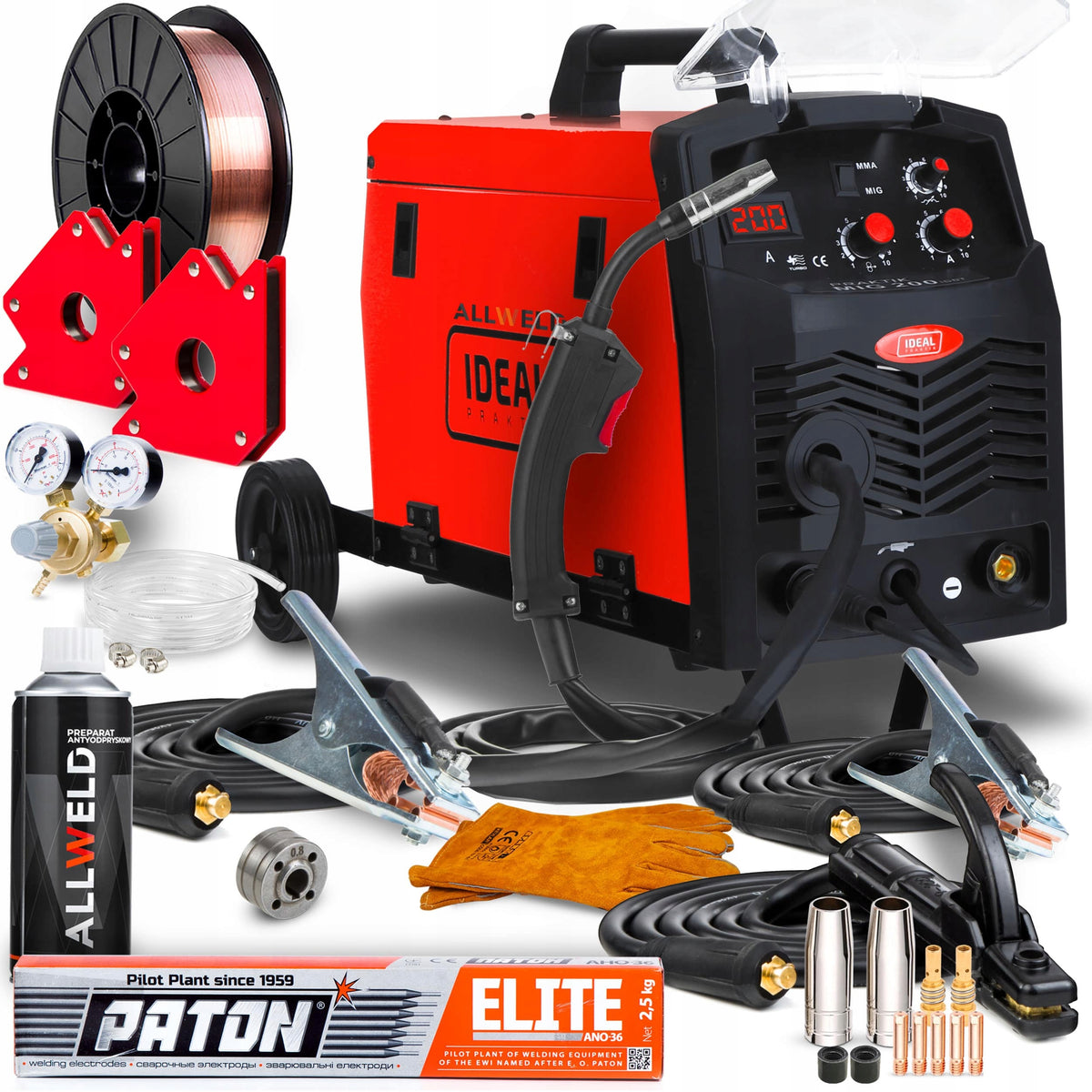 2x SEMI-AUTOMATIC WELDING MACHINE PRAKTIK MIG 200 MMA IGBT - BW PRAK M20V Manufacturer code PMIG200 ZESTAW#0