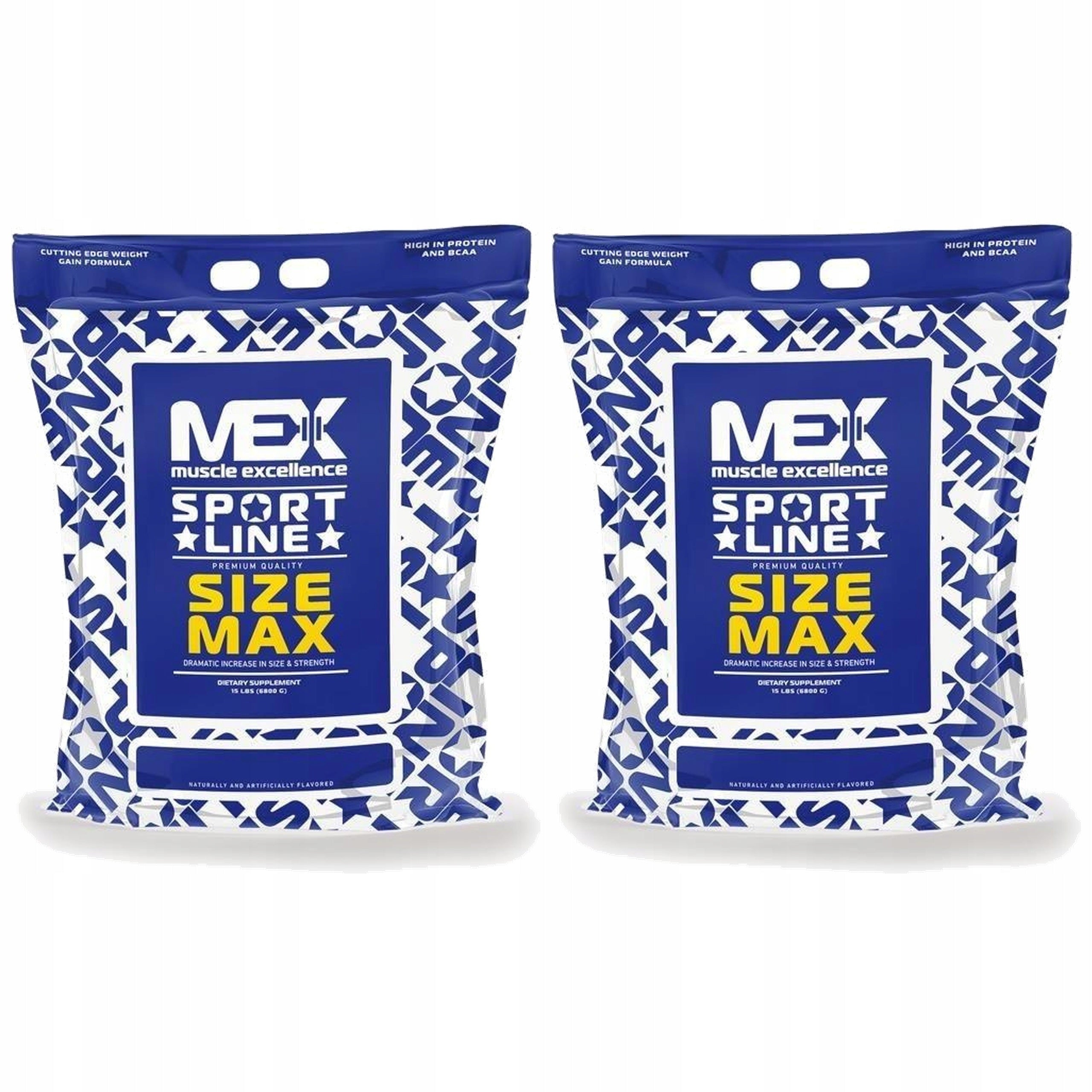 2x SIZE MAX 6800g Gainer Protein Muscle Mass Carbohydrates BCAA Vanilla