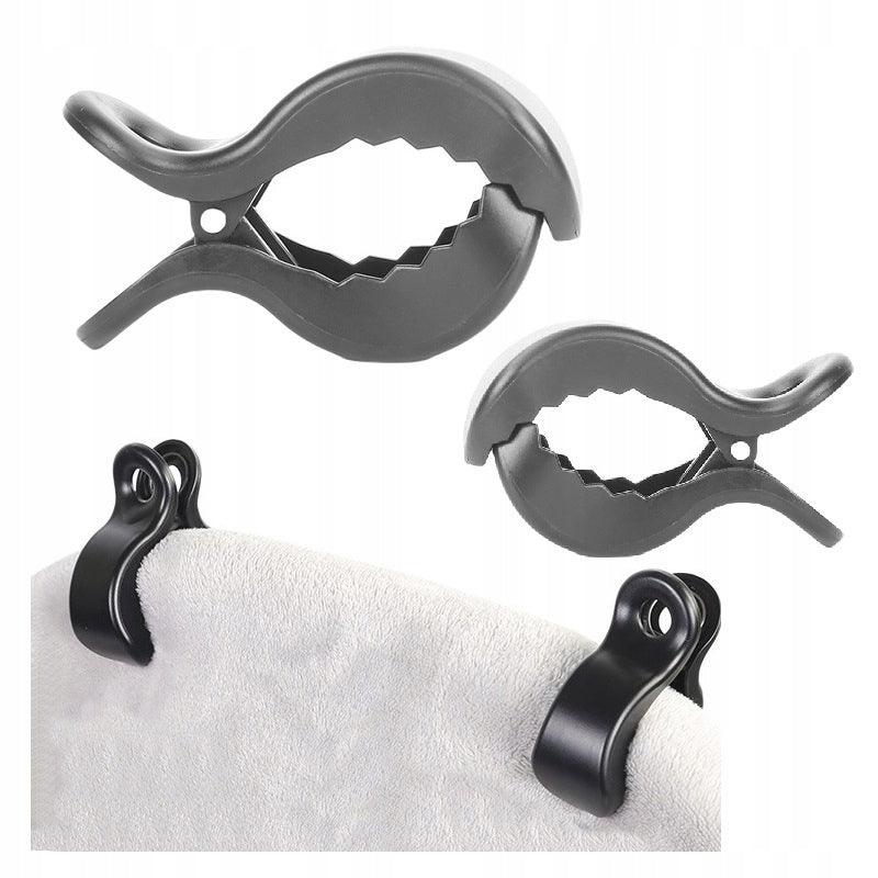 2x STROLLER CLIP HANDLE BUCKLE FOR ATTACHING HOOK BLACK