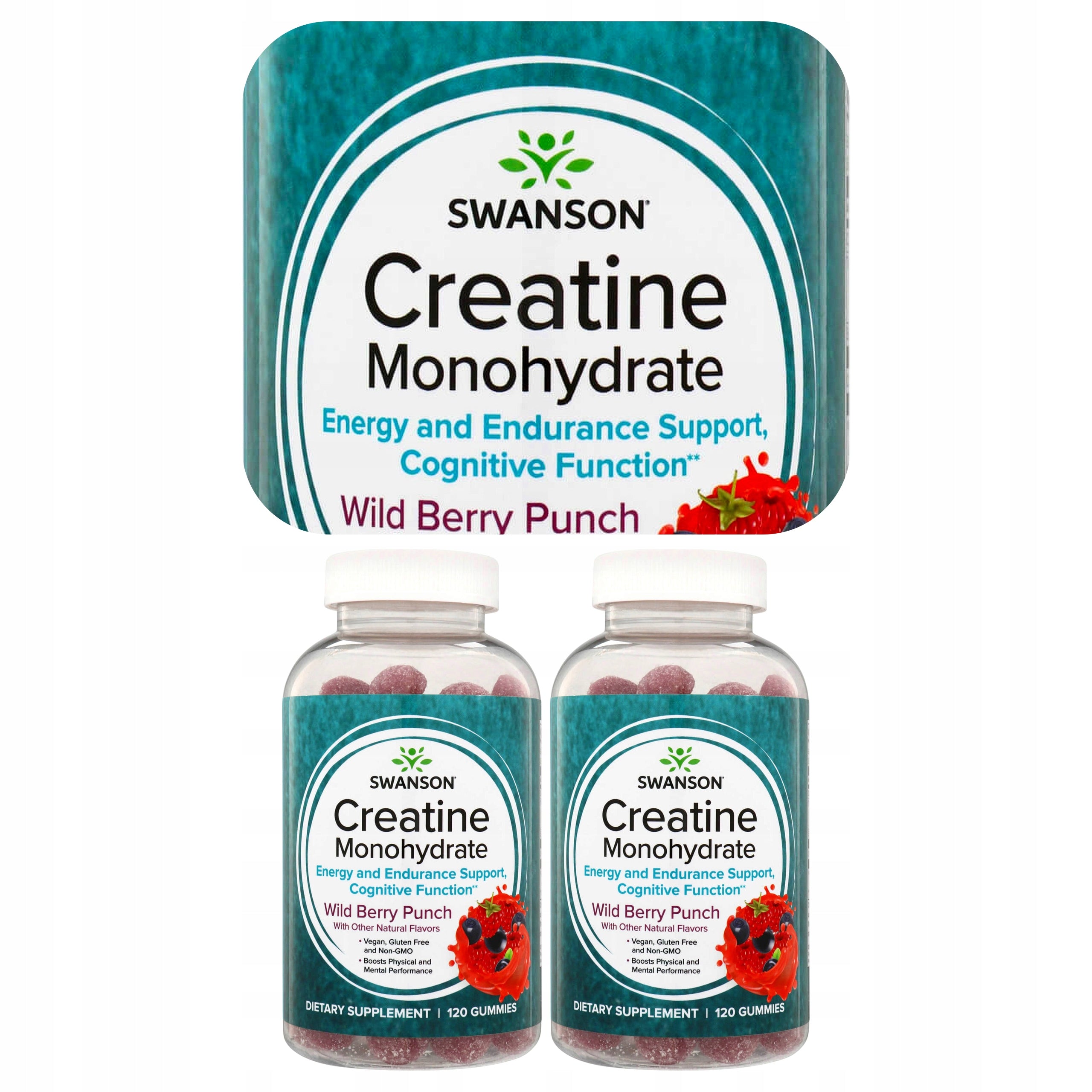 2x SWANSON Creatine Monohydrate In Jelly Flavour Wild Berries Creatine 120pcs