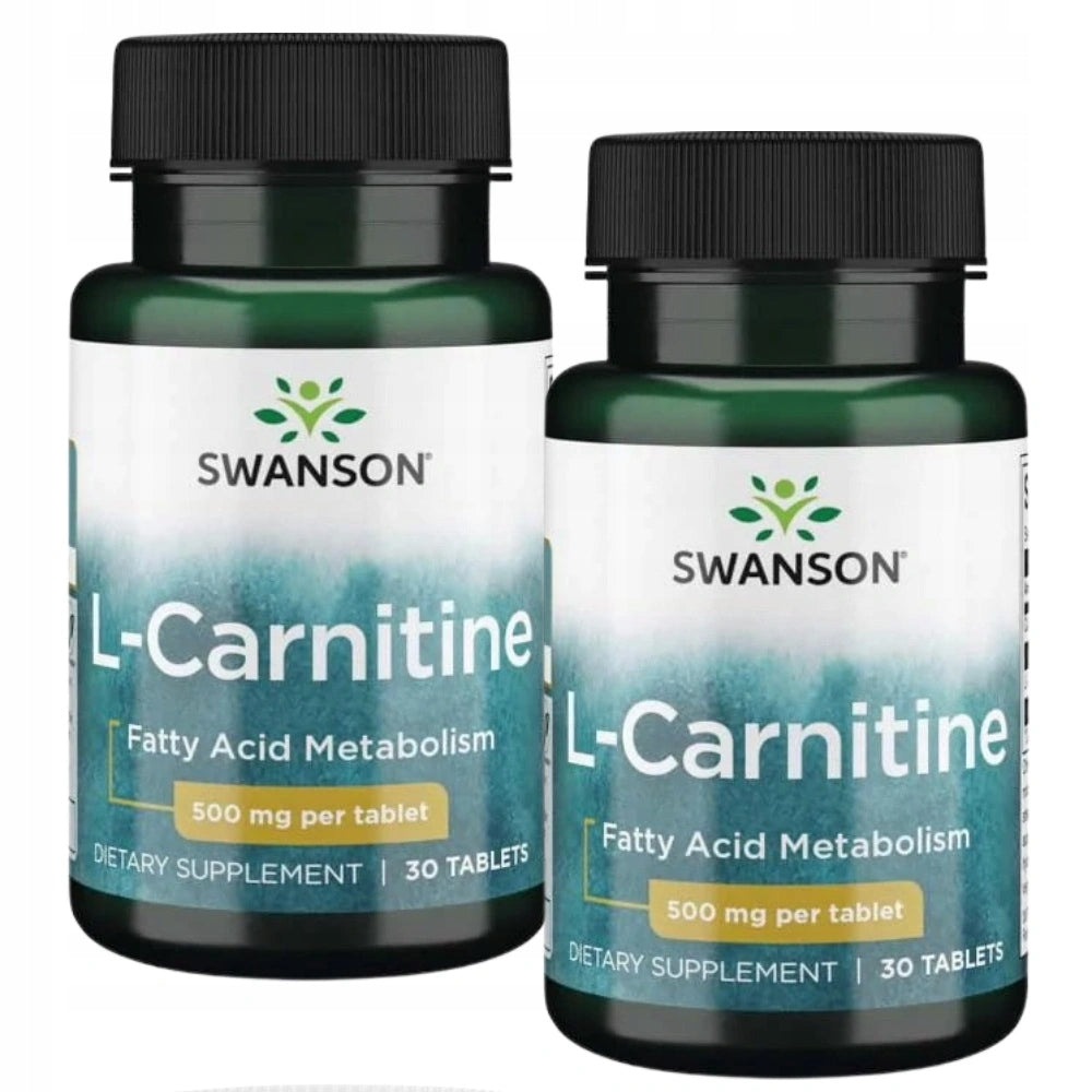 2x SWANSON L-CARNITINE 500 mg 30 tabs FOR STRENGTH ENDURANCE SLIMMING Expiration date at least six months from the date of purchase