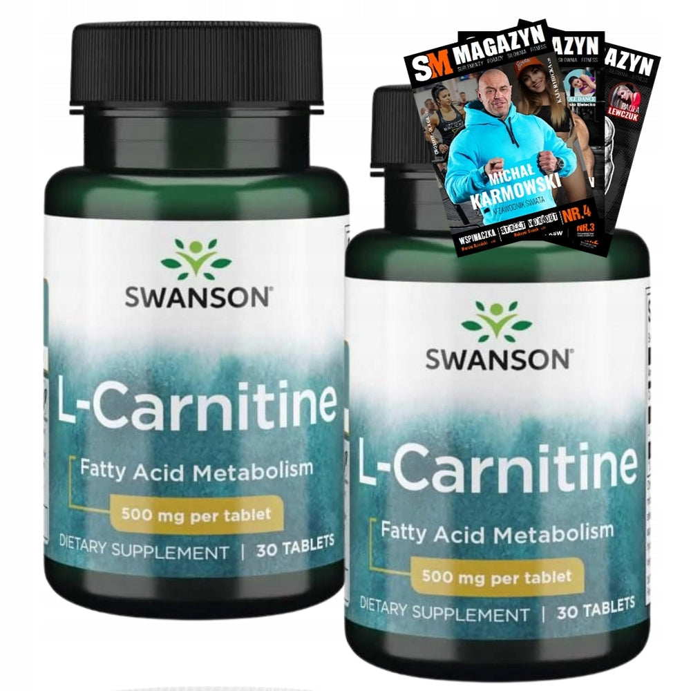 2x SWANSON L-CARNITINE 500 mg 30 tabs FOR STRENGTH ENDURANCE SLIMMING