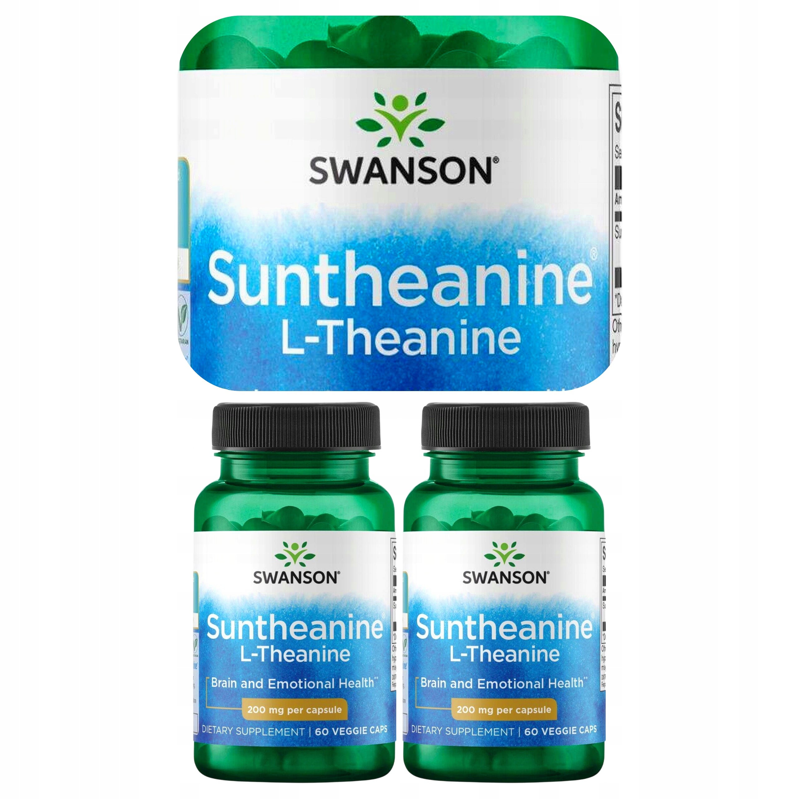 2x SWANSON L-Theanine 200 mg Suntheanine Green Tea Amino Acid 60caps
