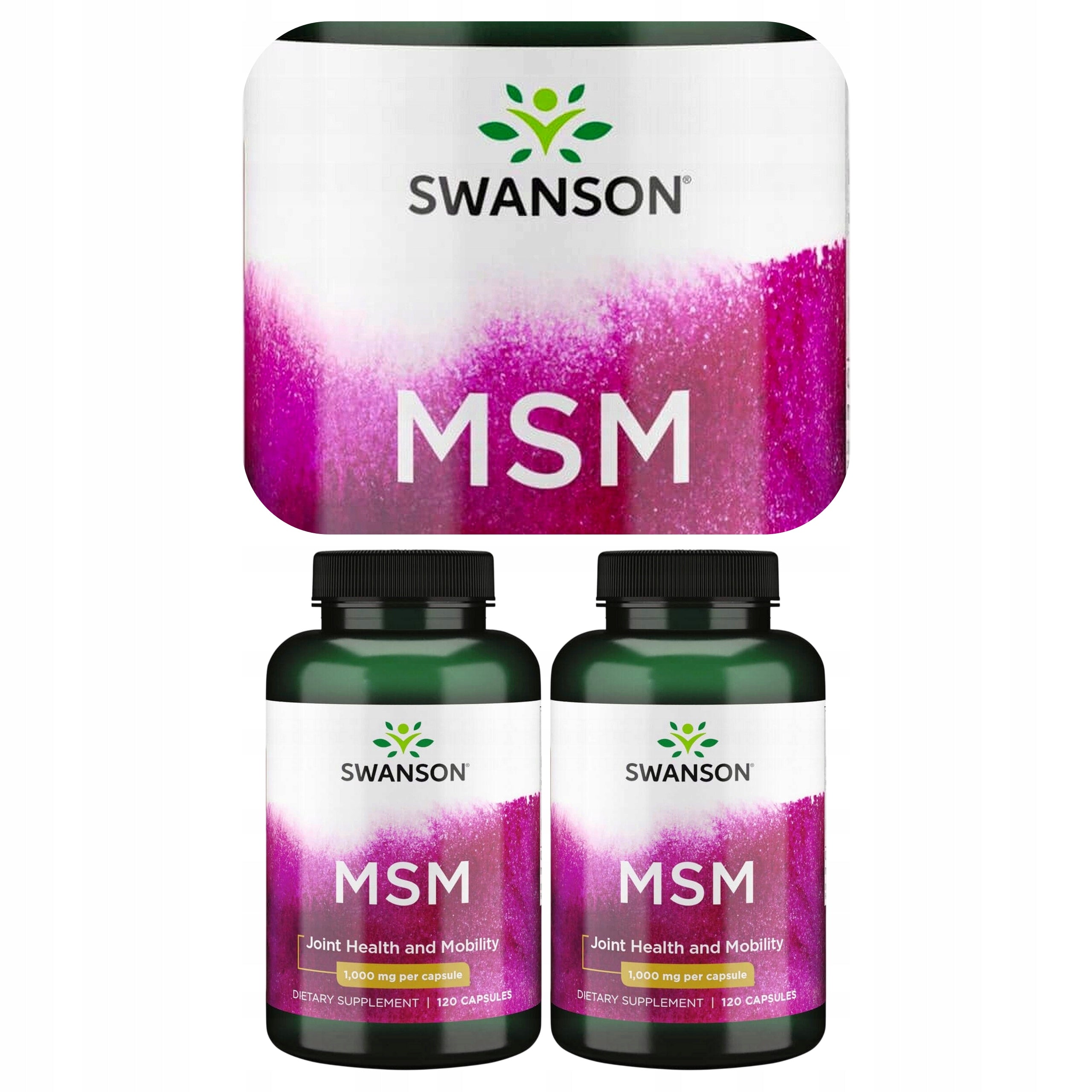 2x SWANSON MSM 1000 mg Methylsulfonylmethane Organic Sulphur 120 kaps.