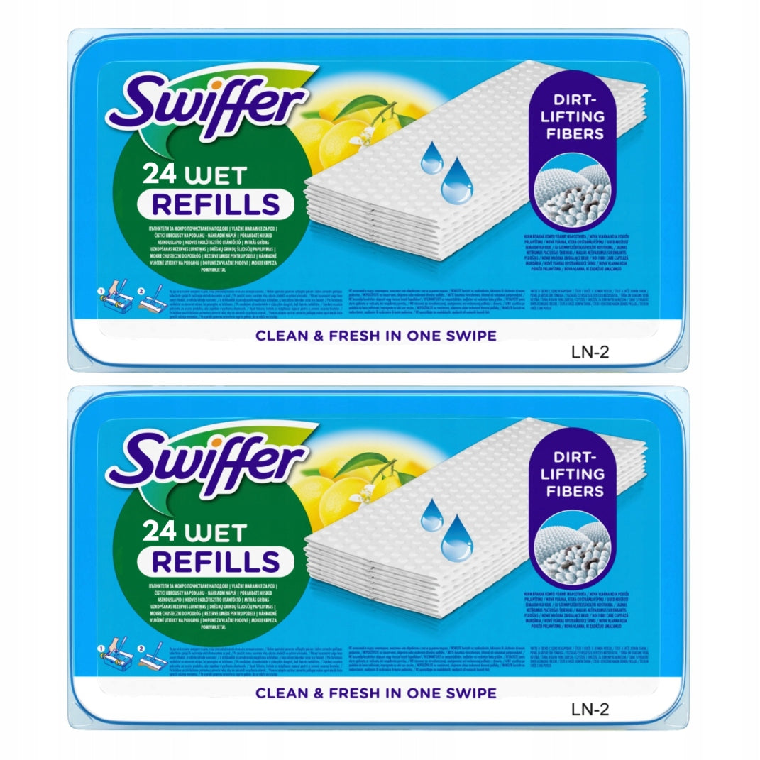 2x SWIFFER WET Reffils damp floor cloths 24 pcs for mop