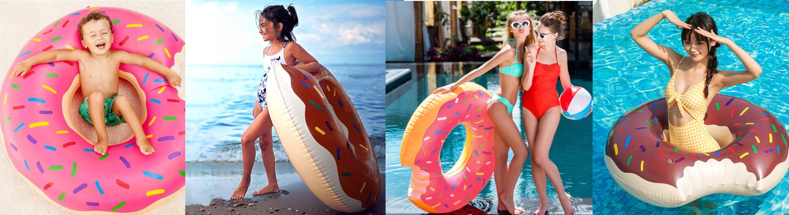 2x SWIMMING WHEEL LARGE INFLATABLE MATTRESS DONUT XXL BROWN PINK HOLIDAY Product width 94 cm