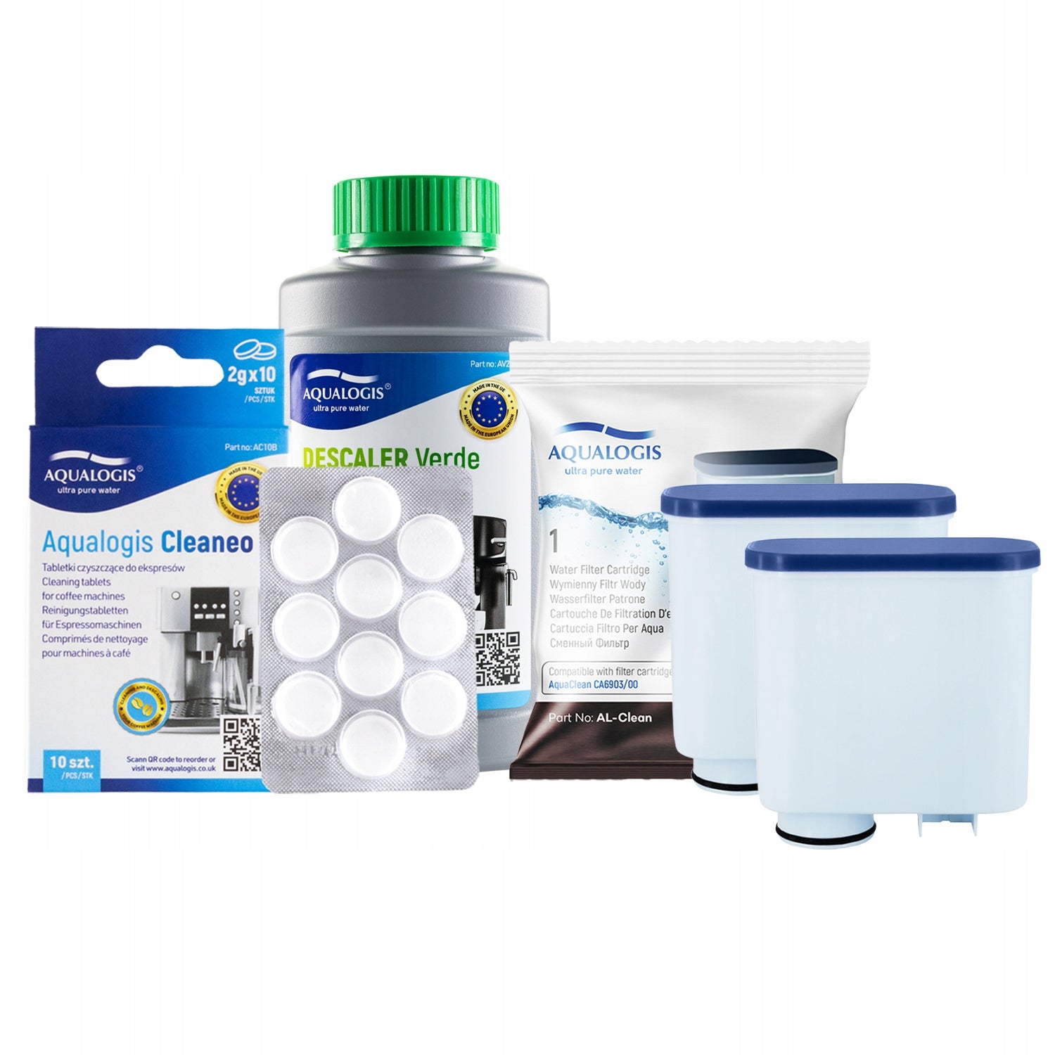2x Saeco AL-Clean Filter + Descaler 250ml + Tablets