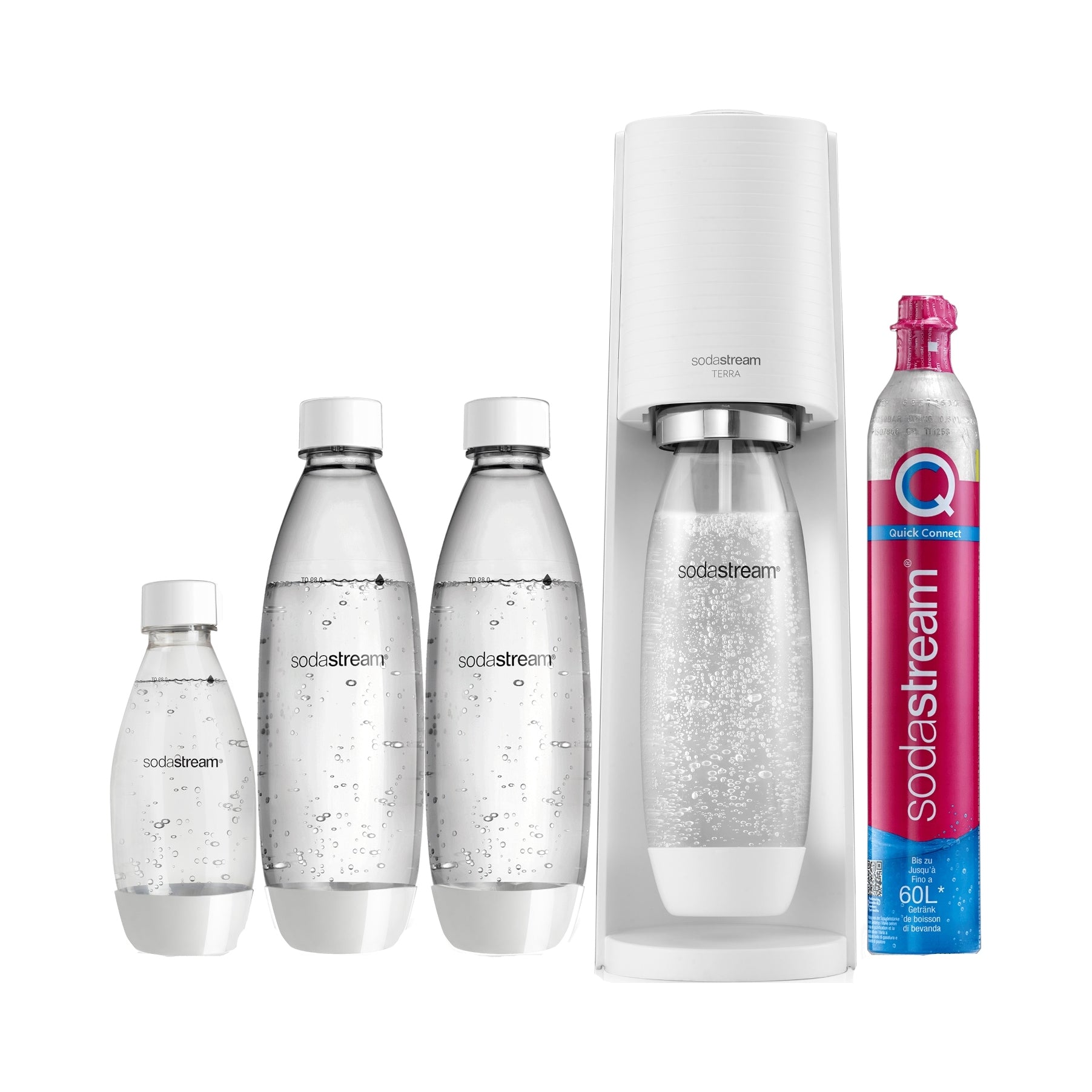 2x Saturator Carbonated Water Maker Sodastream Terra White 3 Bottles Co2