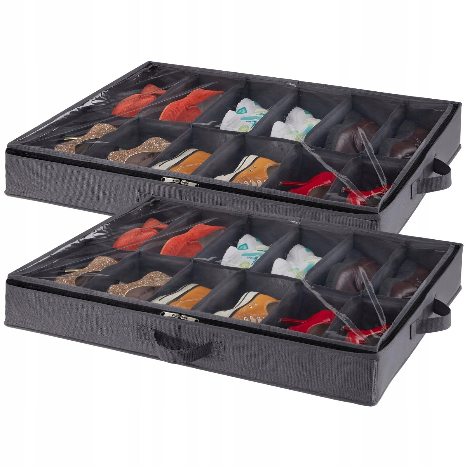 2x Shoe Organizer Under Bed for Wardrobe Container for 24 Pairs of Shoes