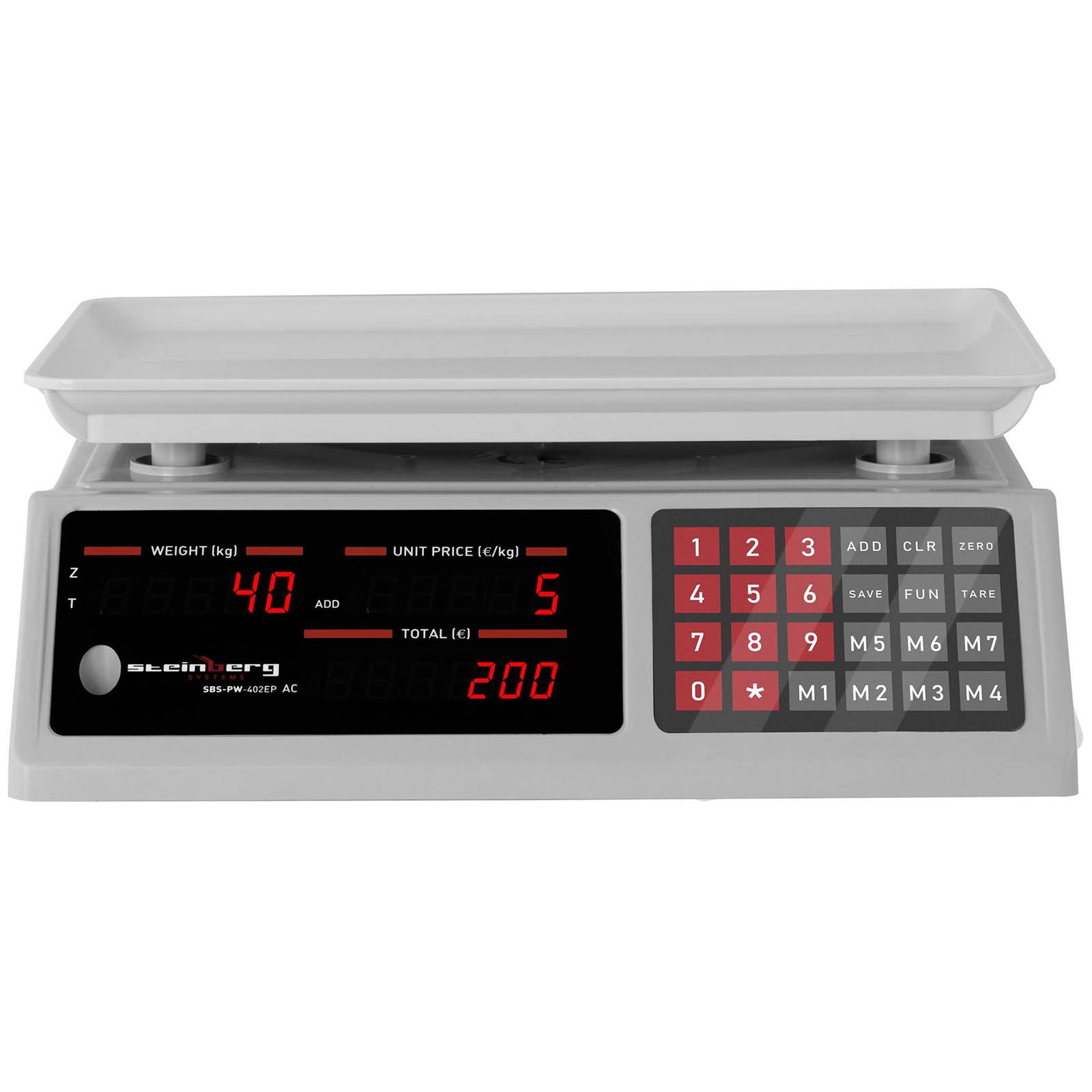 2x Shop scale counting pieces 336x238mm power supply + battery 40kg / 2g - Brand Steinberg Systems