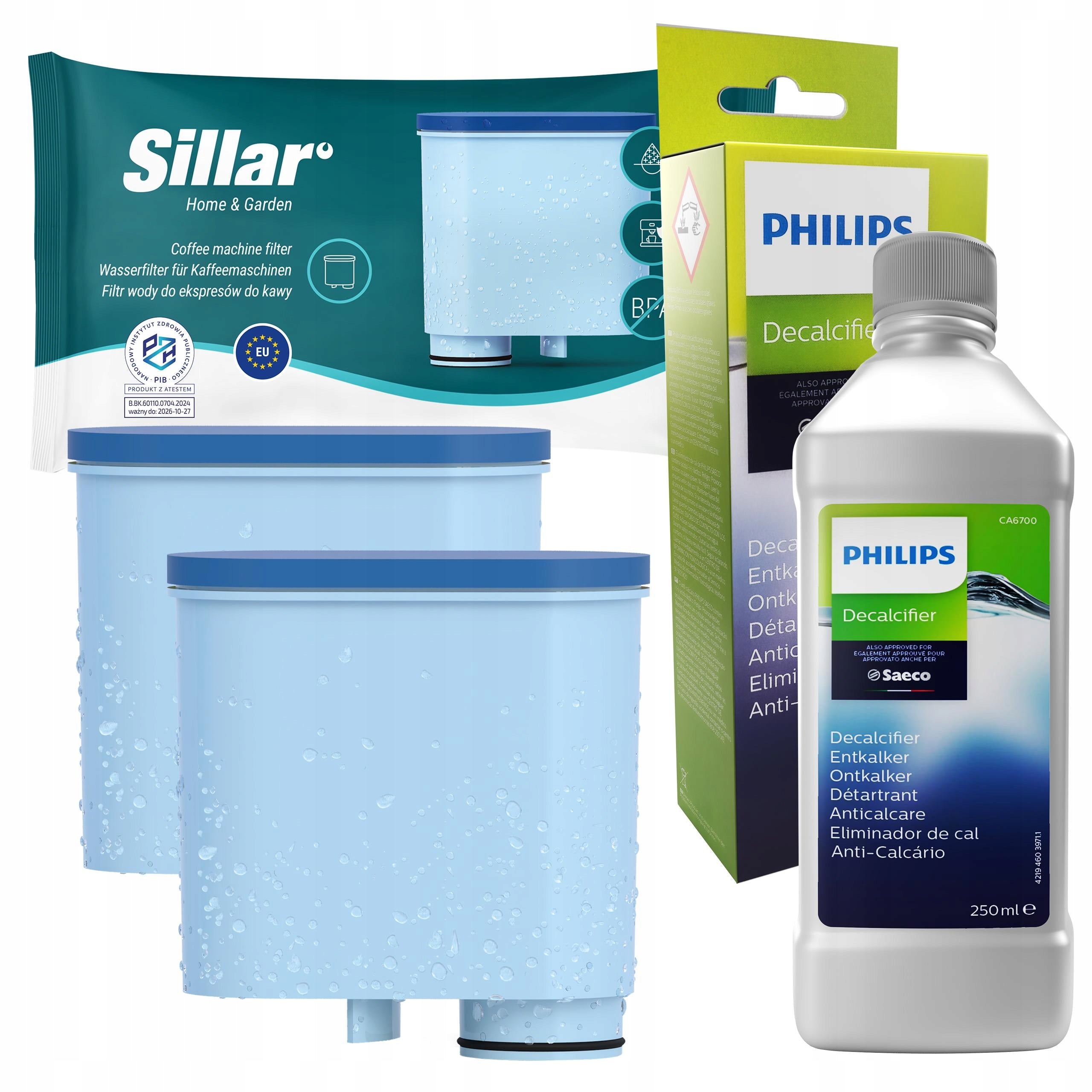 2x Sillar filter for Philips Latte Go LatteGo Saeco + descaler