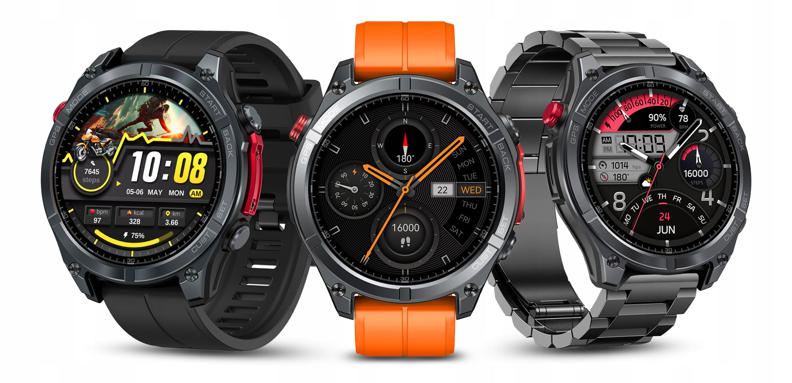 2x Smartwatch Jg Smart Men's Outdoor Gps Amoled Black Ip69k Brand JG Smart