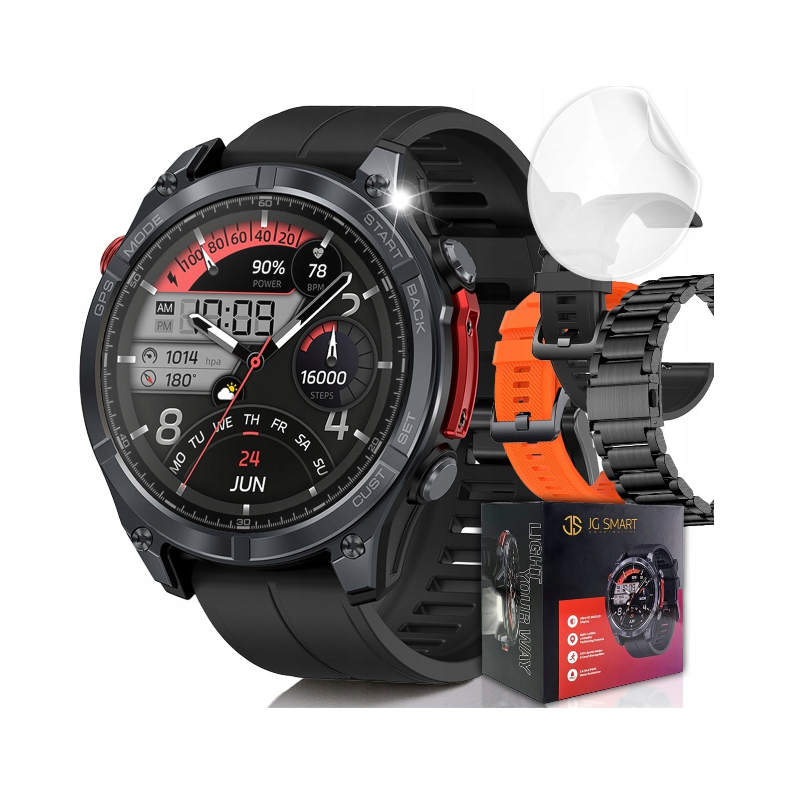 2x Smartwatch Jg Smart Men's Outdoor Gps Amoled Black Ip69k