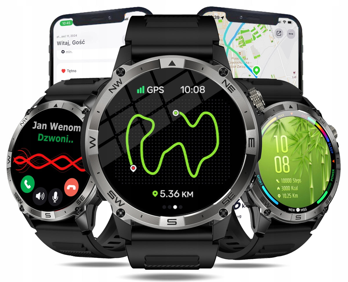 2x Smartwatch Wenom Explorer Gps Amoled Ip68 3atm Talk Bt Black Brand Wenom