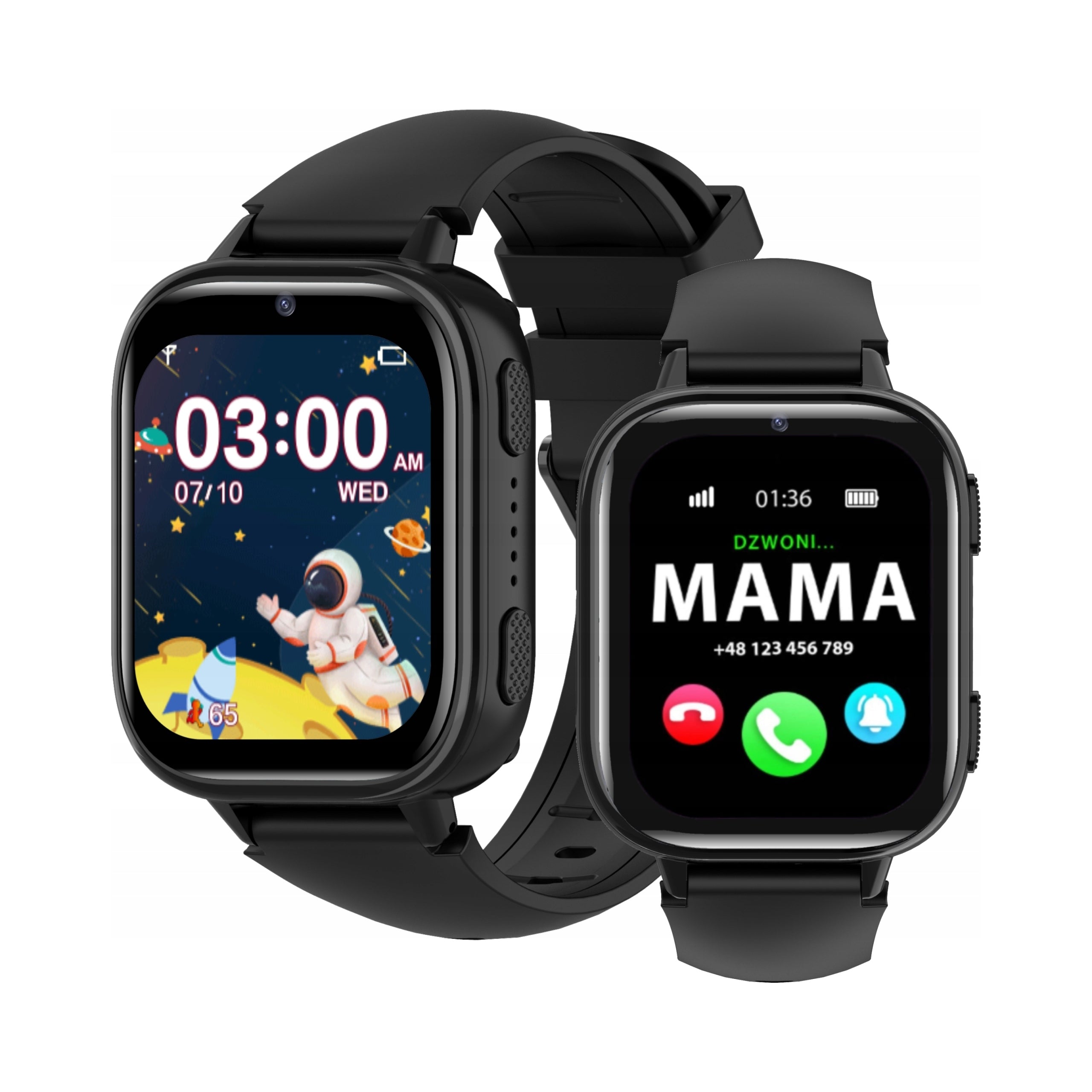 2x Smartwatch for Children Loleko L26 Black Children Polish Menu