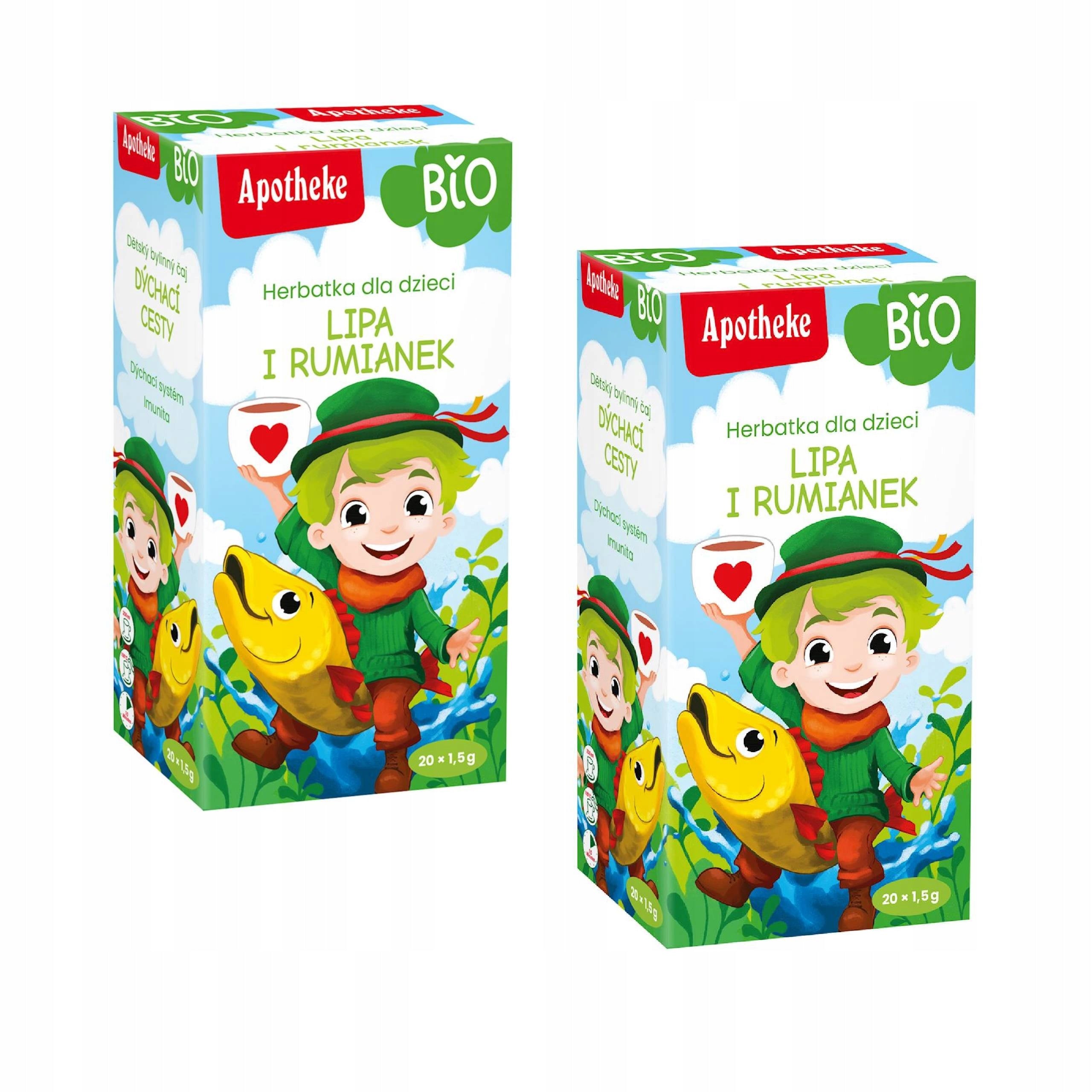 2x TEA FOR CHILDREN - LINDEN, CHAMOMILE AND MINT BIO (20 x 1,5 g) 30 g -APOT