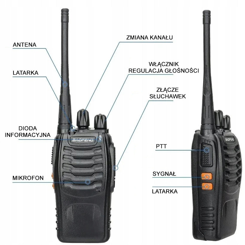2x TWO-WAY RADIO BAOFENG BF-888S WALKIE TALKIE RADIO UHF SET + HEADPHONES Packaging status original
