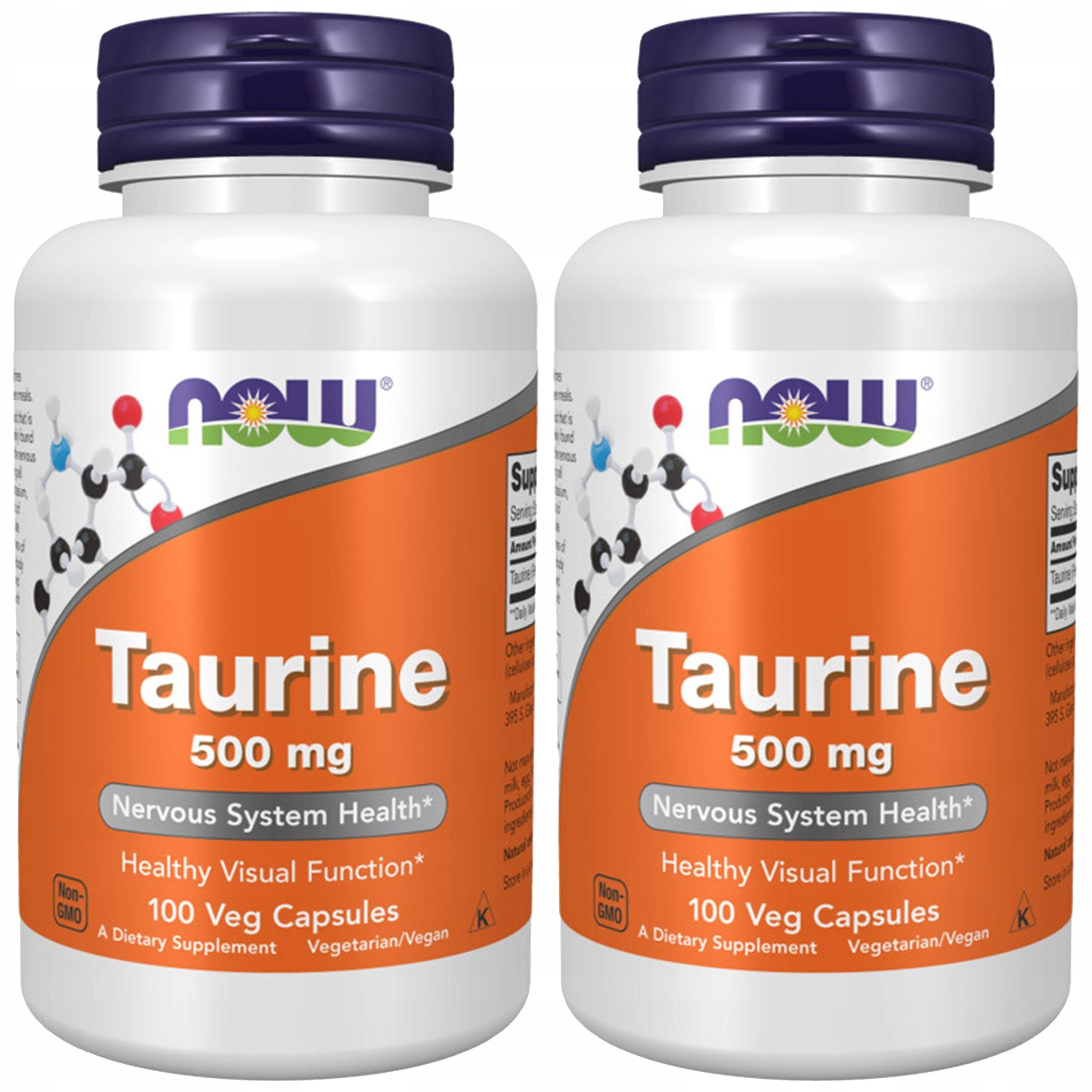 2x Taurine 500mg Amino Acid Strength Regeneration 100 kaps NOW