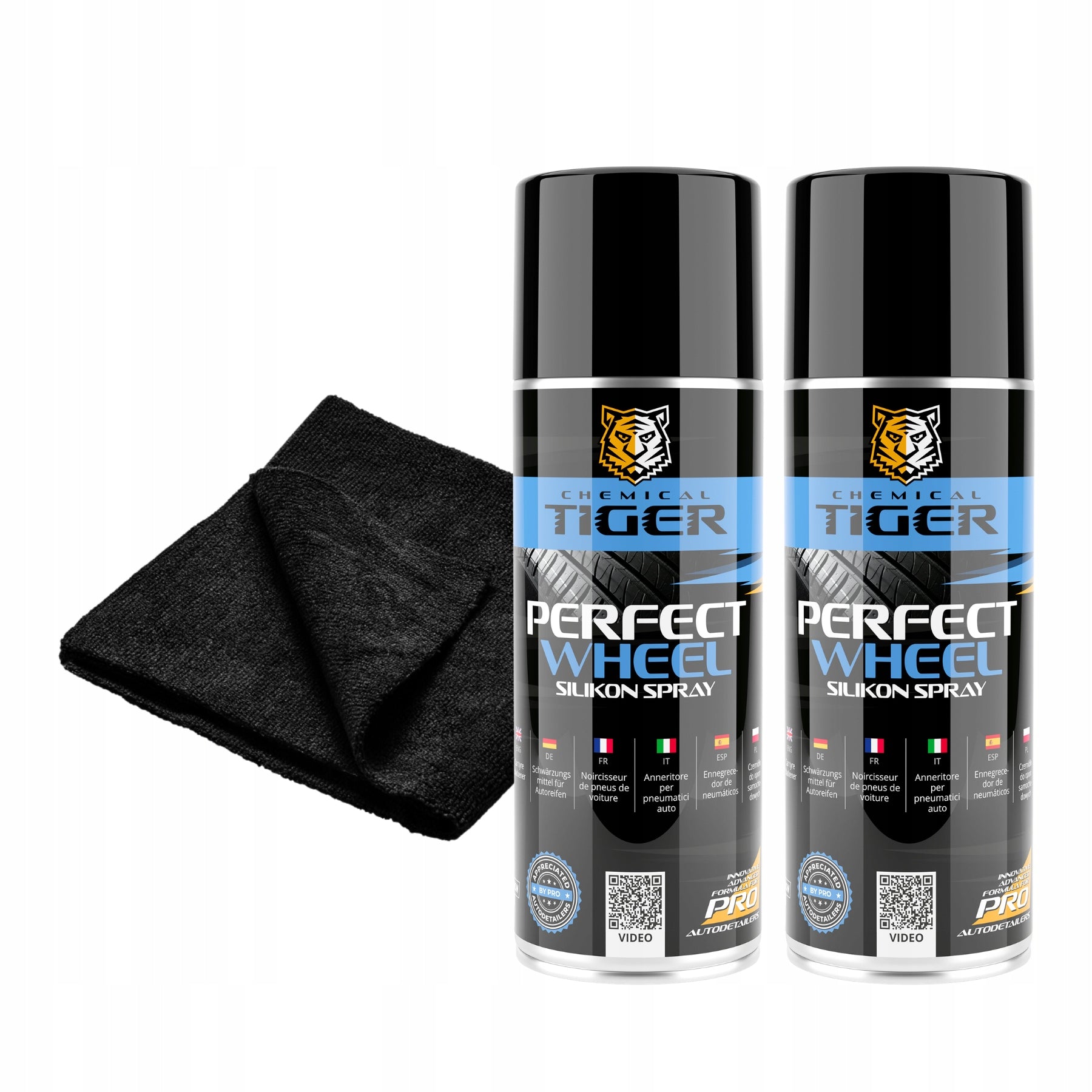 2x Tire Black for tires rubber plastic bumpers 400 ml + Seamless microfiber