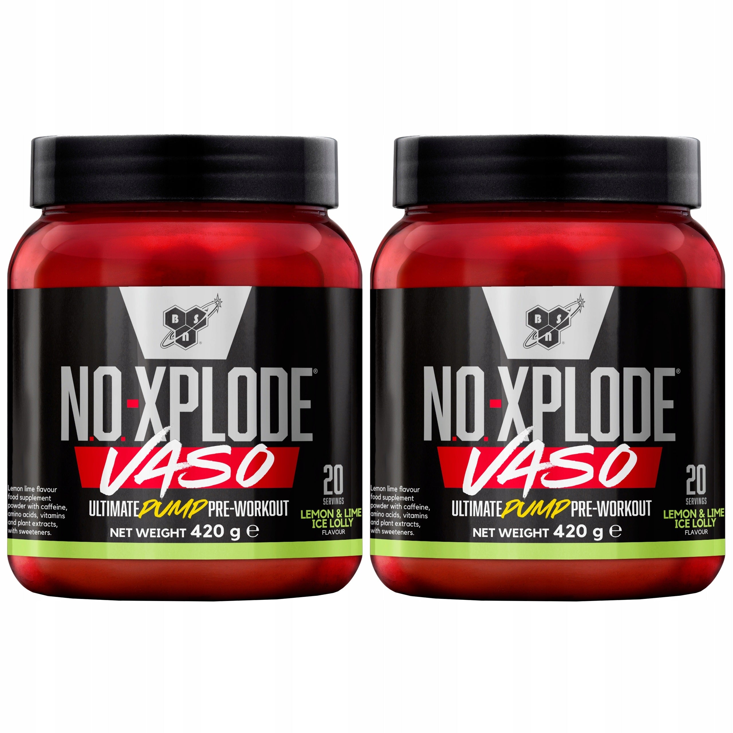 2x Training muscle pump L-Citrulline L-Arginine caffeine BSN N.O Xplode
