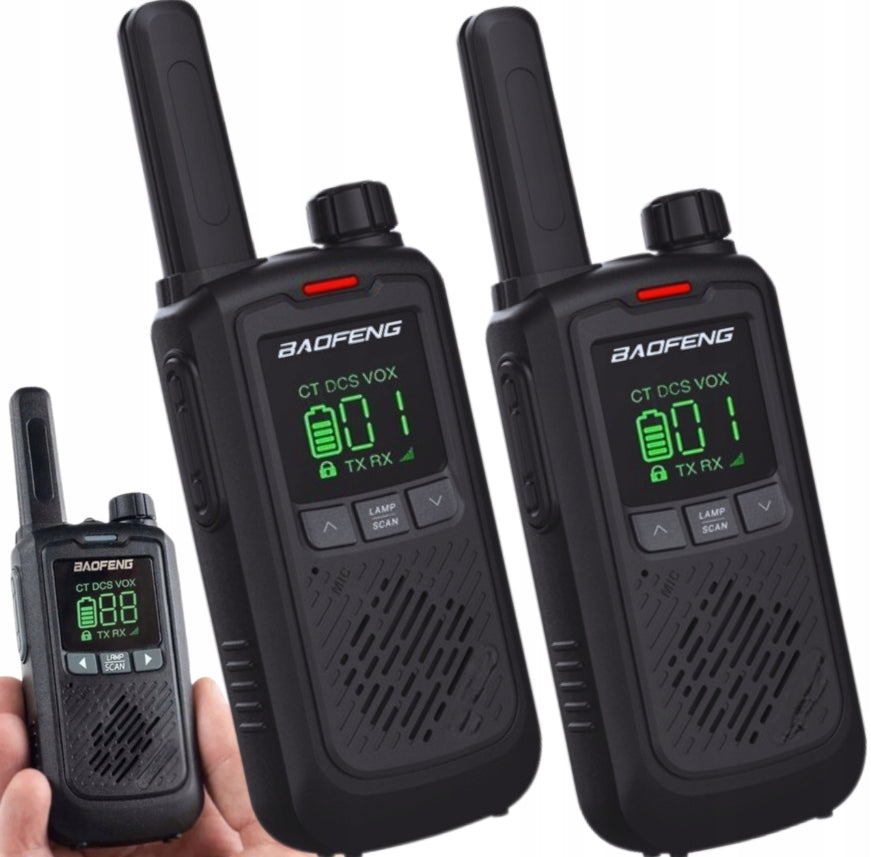 2x Two-Way Radio Baofeng BF-T17 BLACK | WALKIE TALKIE 16 channels