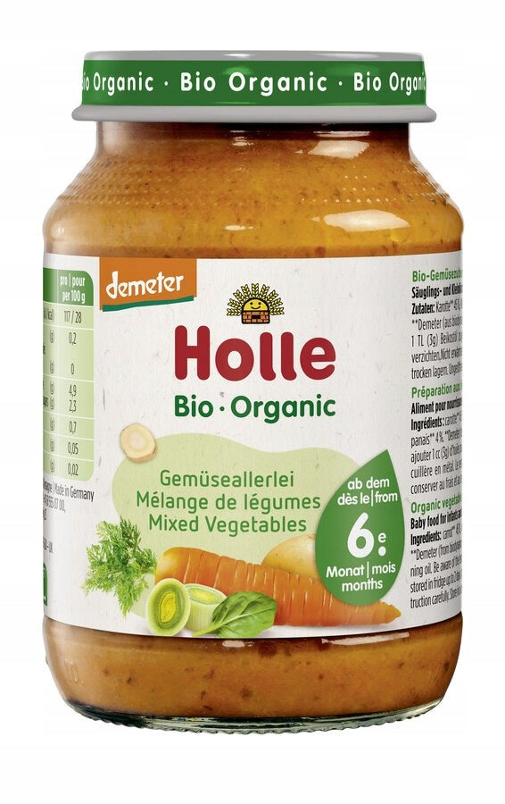 2x VEGETABLE PUREE B/D SUGARS BEZGL. FROM 6 M-CA BIO 190 g JAR- HOLLE Brand Holle