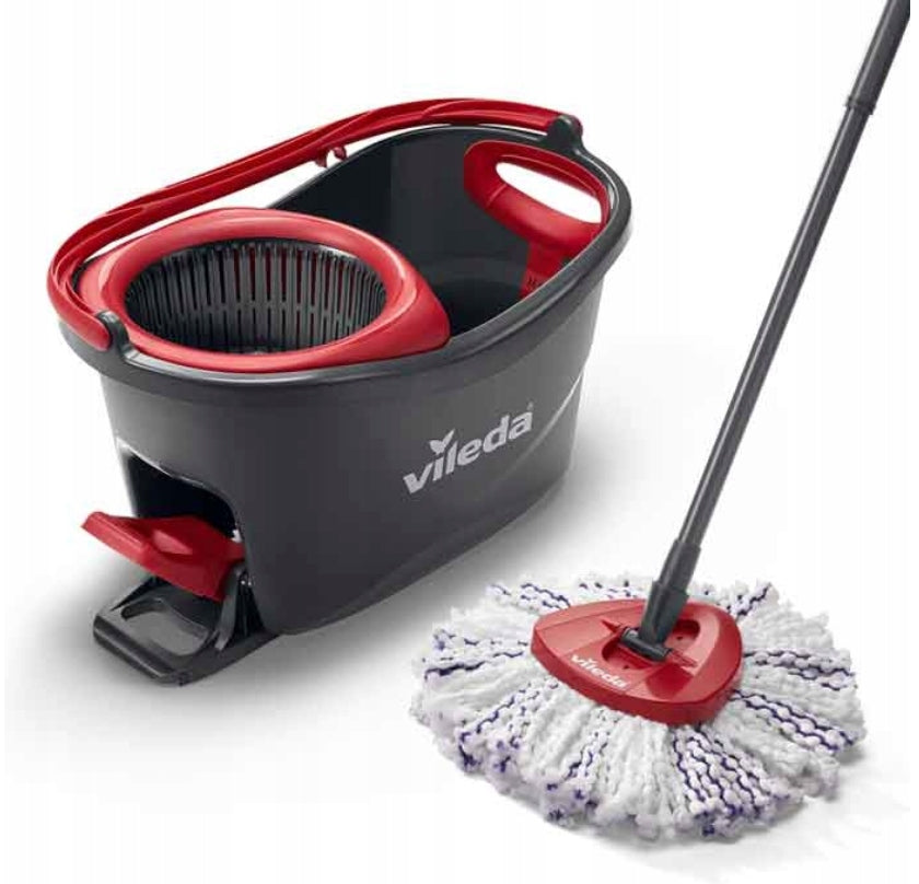2x VILEDA TURBO 3IN1 MOP ROTATING TELESCOPIC ROD BUCKET 6L