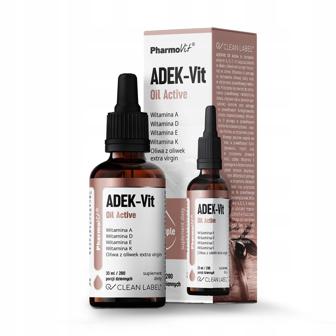2x VITAMIN ADEK IN GLUTEN-FREE DROPS 30 ml - PHARMOVIT (CLEAN LABEL) Brand Pharmovit