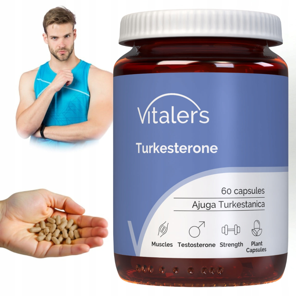 2x Vitaler's Turkesterone Ajuga Turkestanica Extract 60 kaps Expiration date at least 3 months from the date of purchase