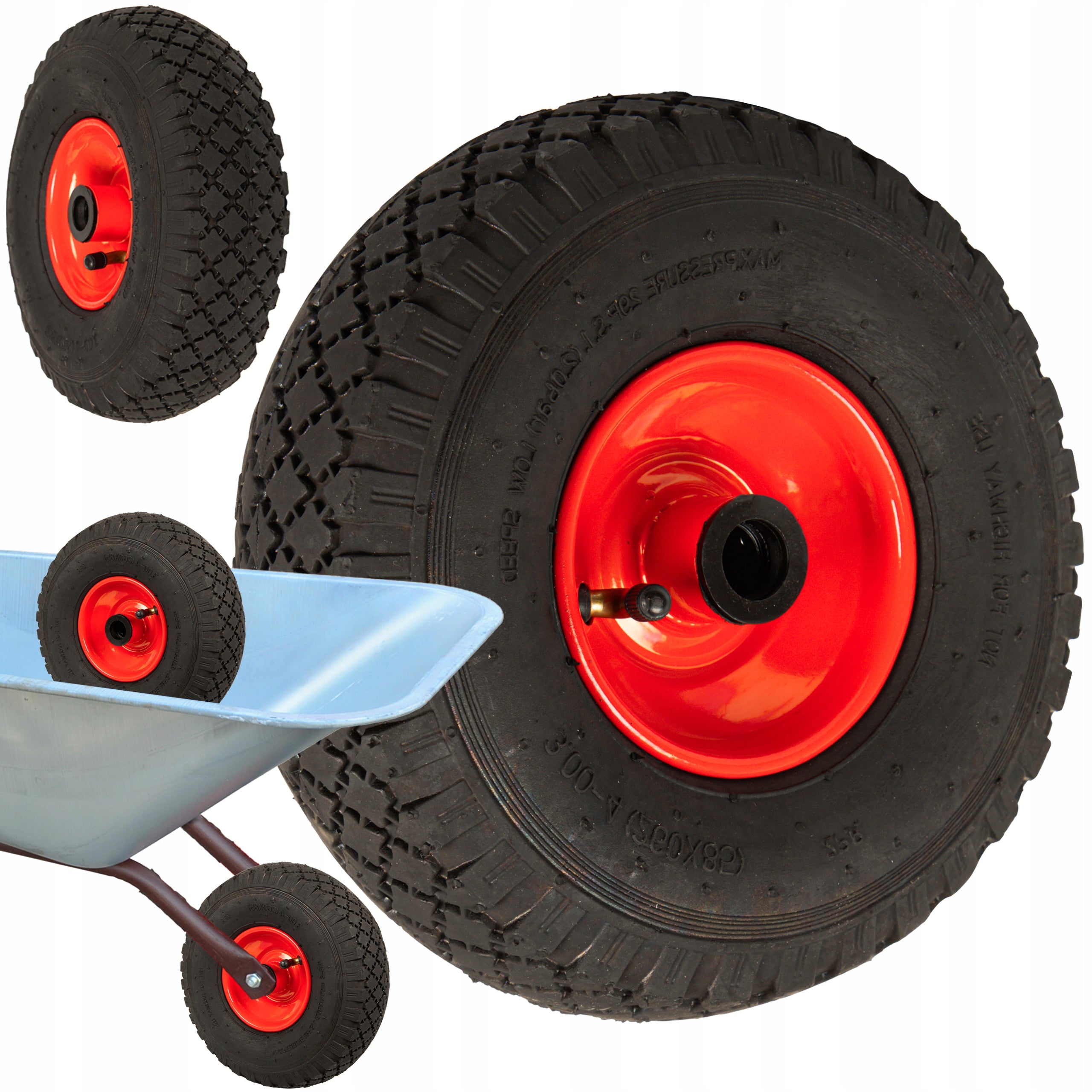 2x WHEEL FOR WHEELBARROW TROLLEY PLATFORM 260x85MM 3,00/4 WHEEL INNER TUBE fi 20 136KG Wheel type tube