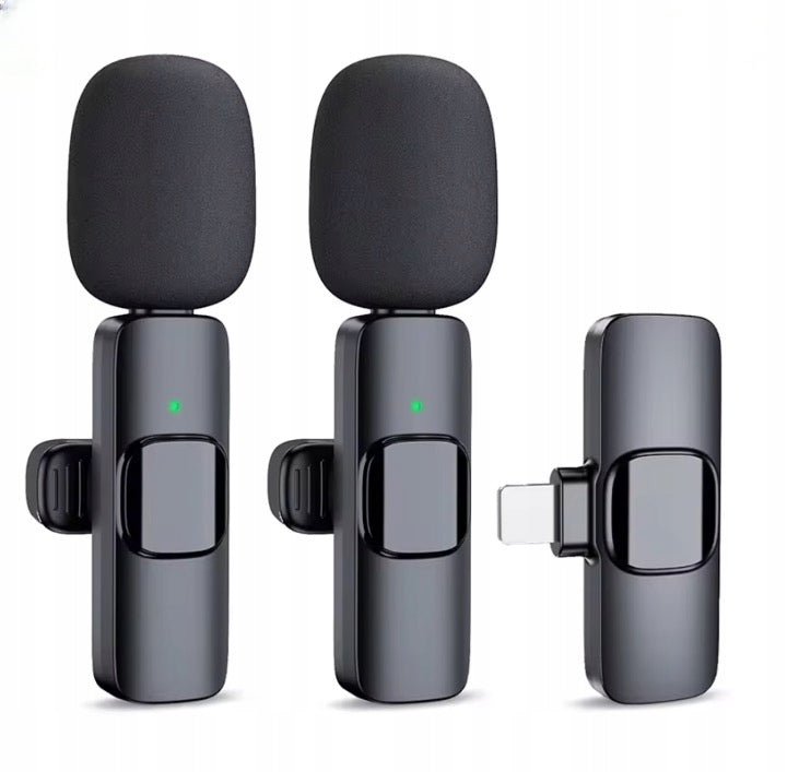2x WIRELESS TIE MICROPHONE FOR IPHONE ANDROID USB-C ON CLIP Packaging status original