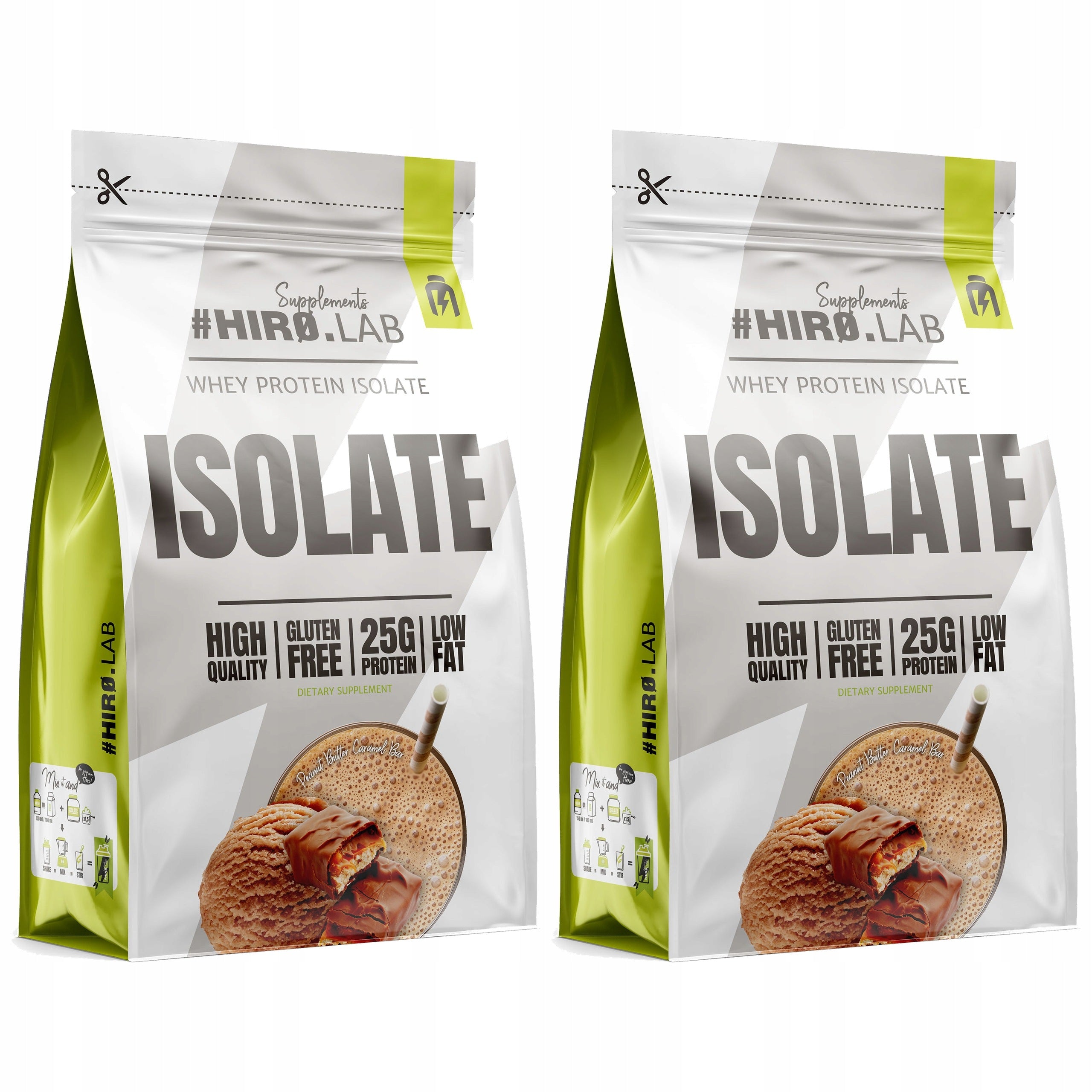 2x WPI Whey Protein Isolate 700 g HIRO Peanut Butter Bar.