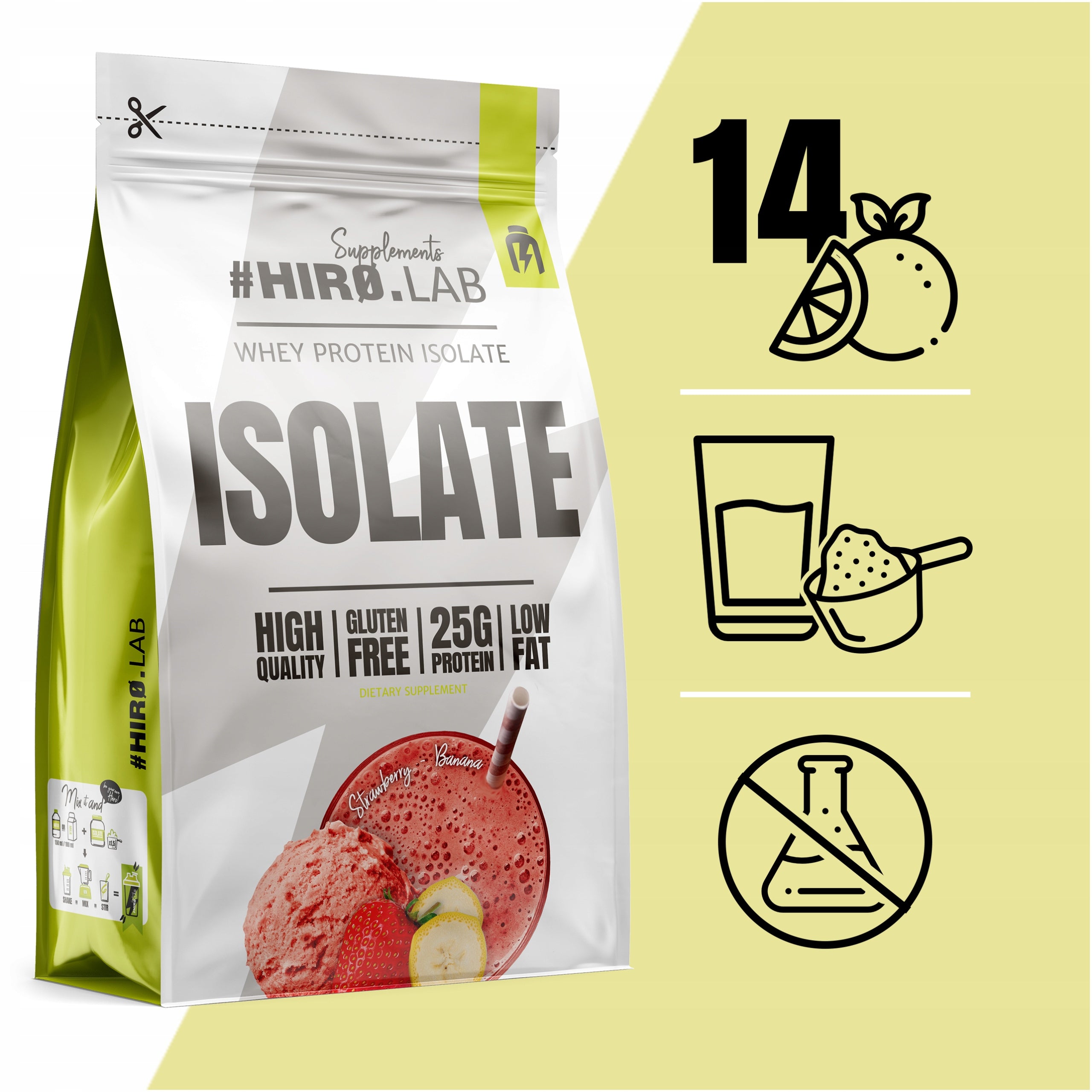 2x WPI Whey Protein Isolate Conditioner 700 g Banana Strawberry HIR Brand HIRO.LAB