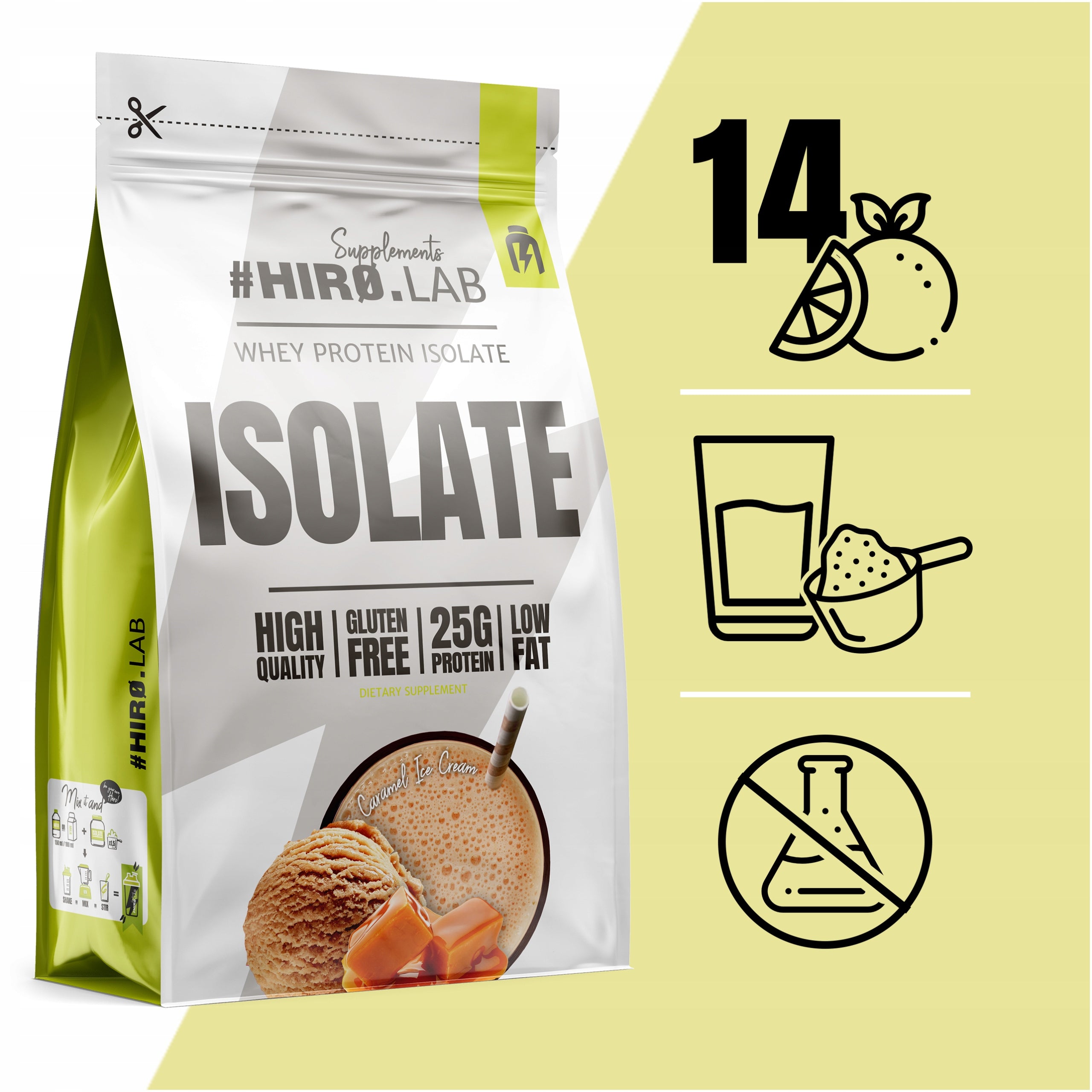 2x WPI Whey Protein Isolate Conditioner 700 g Carmel Hiro Ice Cream Brand HIRO.LAB