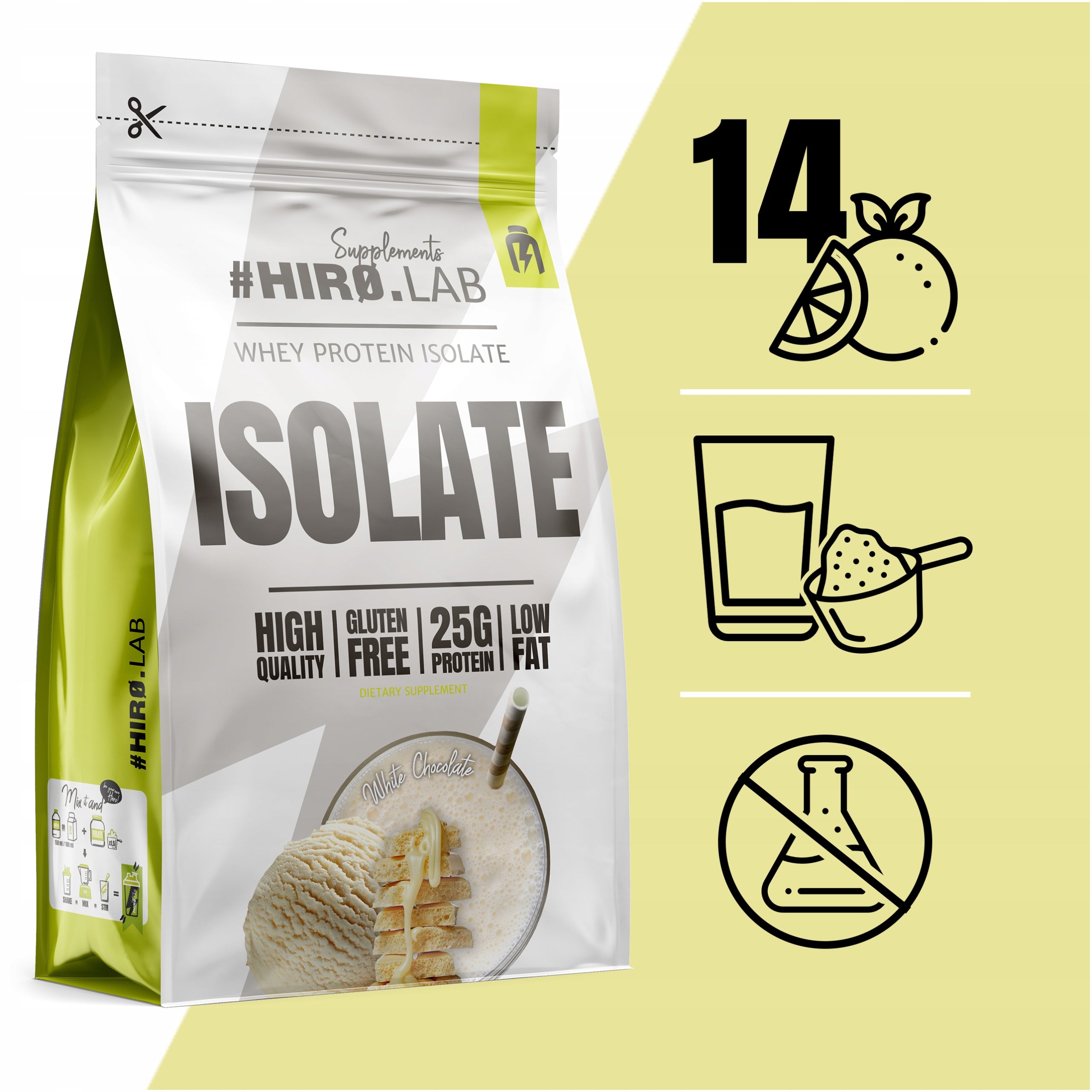2x WPI Whey Protein Isolate Conditioner 700 g White Chocolate Hir Brand HIRO.LAB