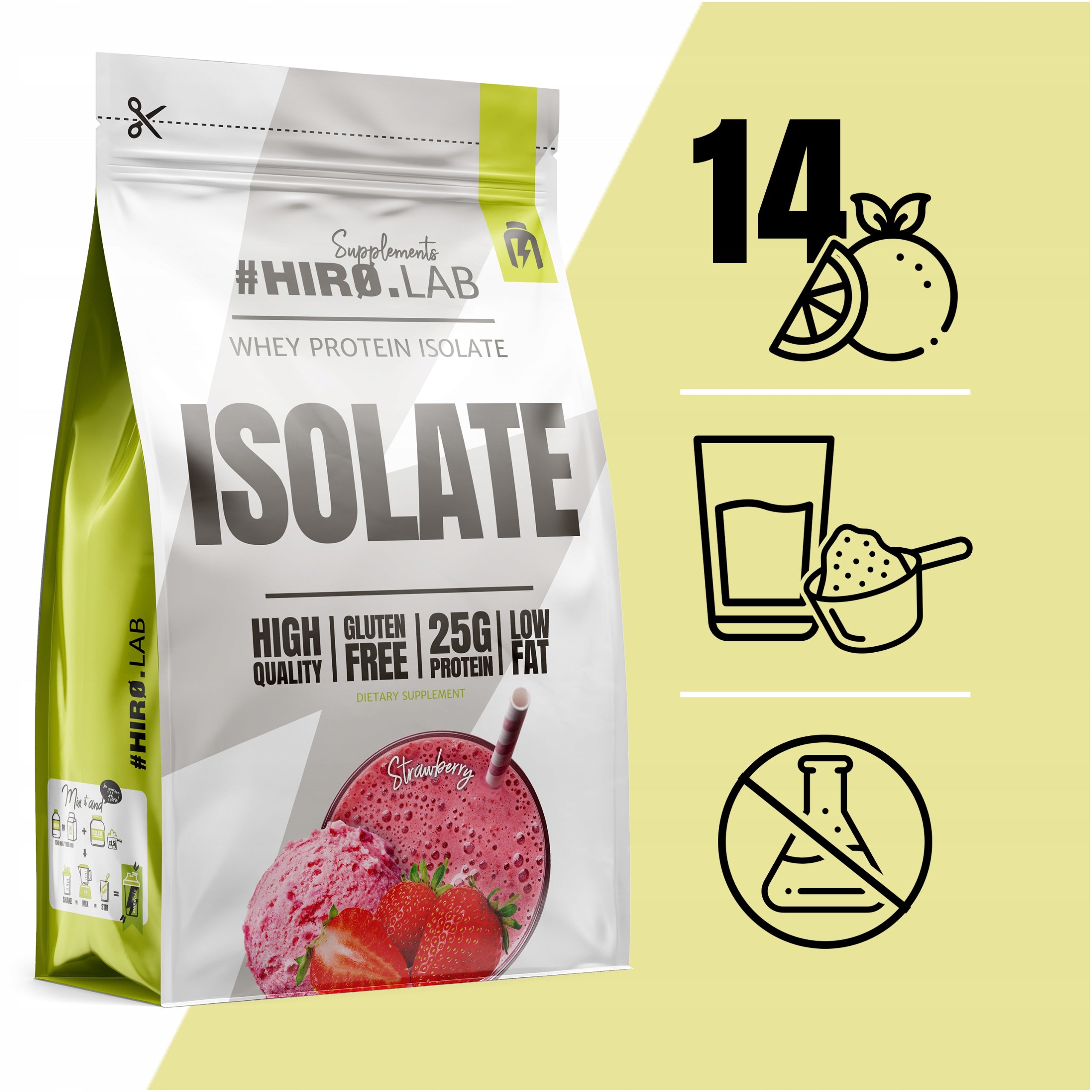 2x WPI Whey Protein Isolate Protein Conditioner Isolate 700g Strawberry H Brand HIRO.LAB