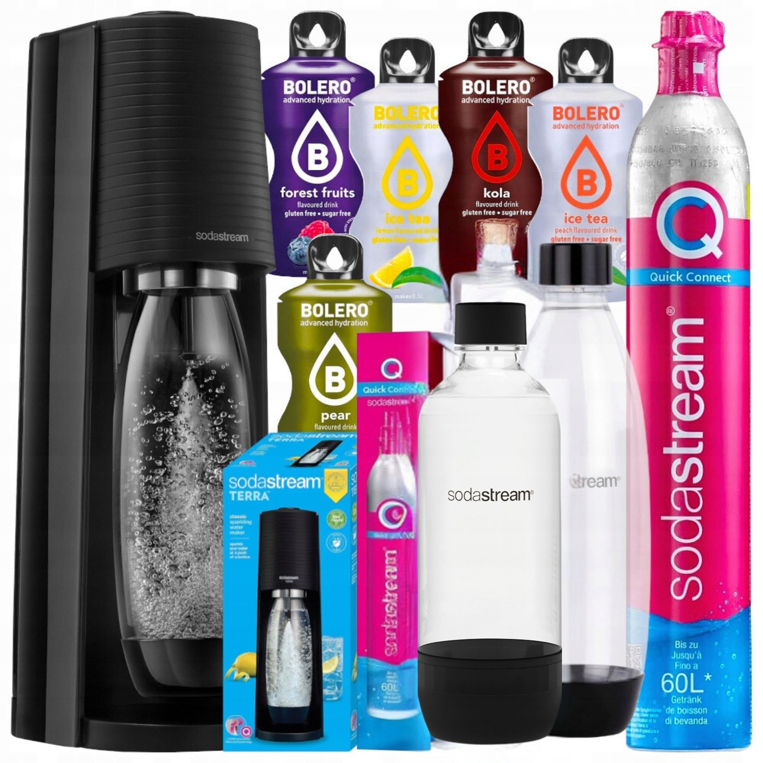 2x Water Saturator Sodastream Terra Black 1000 Ml With 2 Bottles Dominant color black