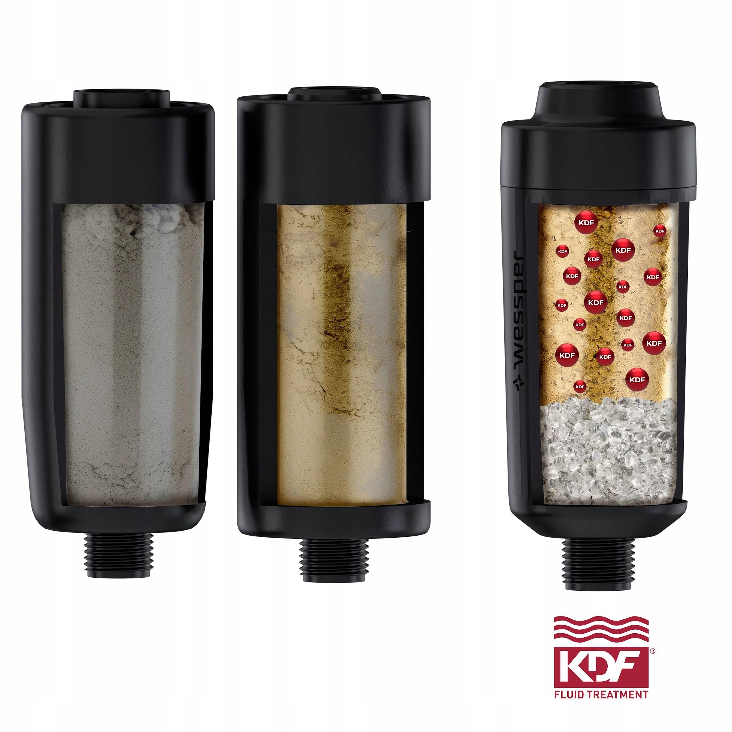 2x Wessper SHOWER FILTER for hard water - contains KDF and polyphosphate Manufacturer code 2X_WES081-BK