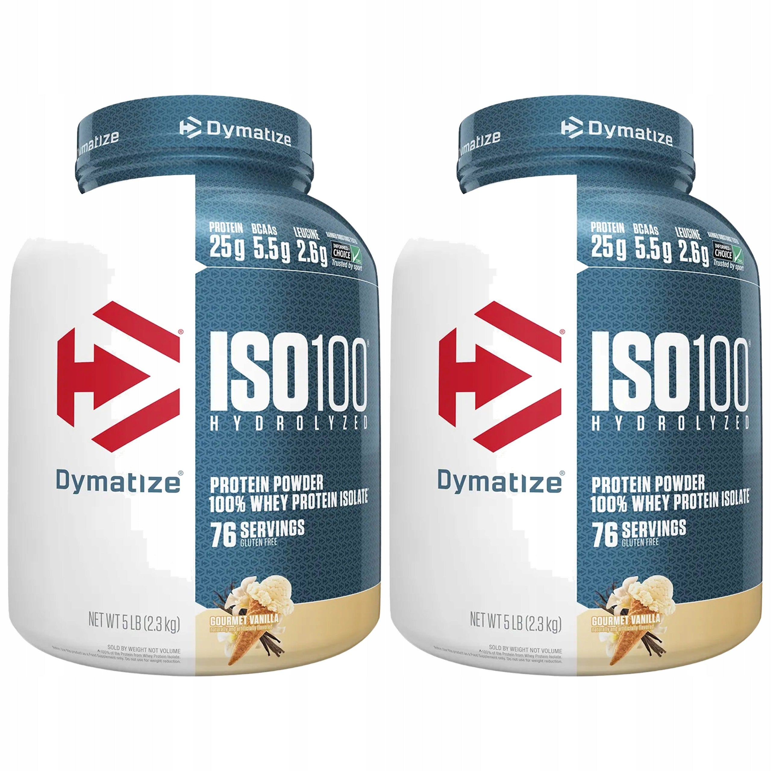 2x Whey protein isolate DYMATIZE Iso 100 2264g BCAA