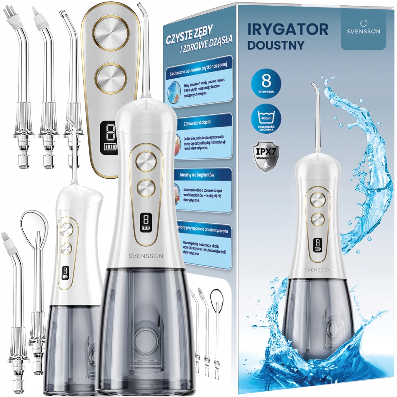 2x Wireless Irrigator Cordless 8 Modes 5 Tips White