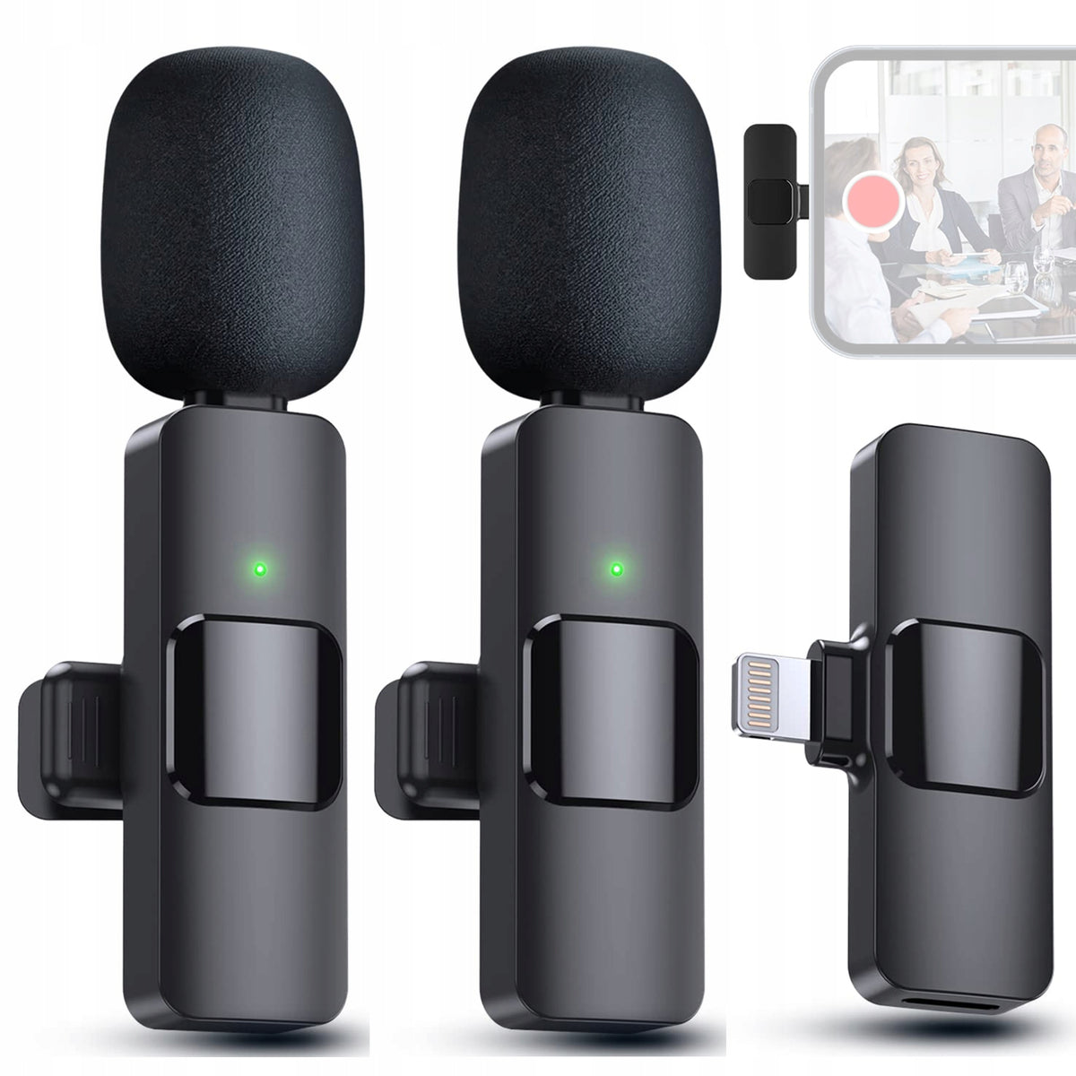 2x Wireless Tie Microphone for iPhone IOS