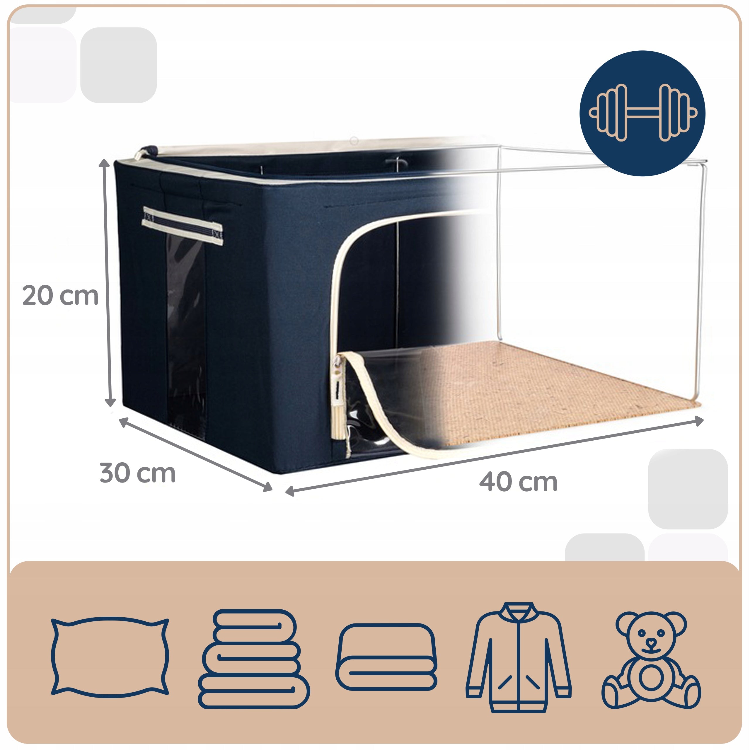 2x organizer box clothes box wardrobe linens with cover 24L Manufacturer code 703791903955