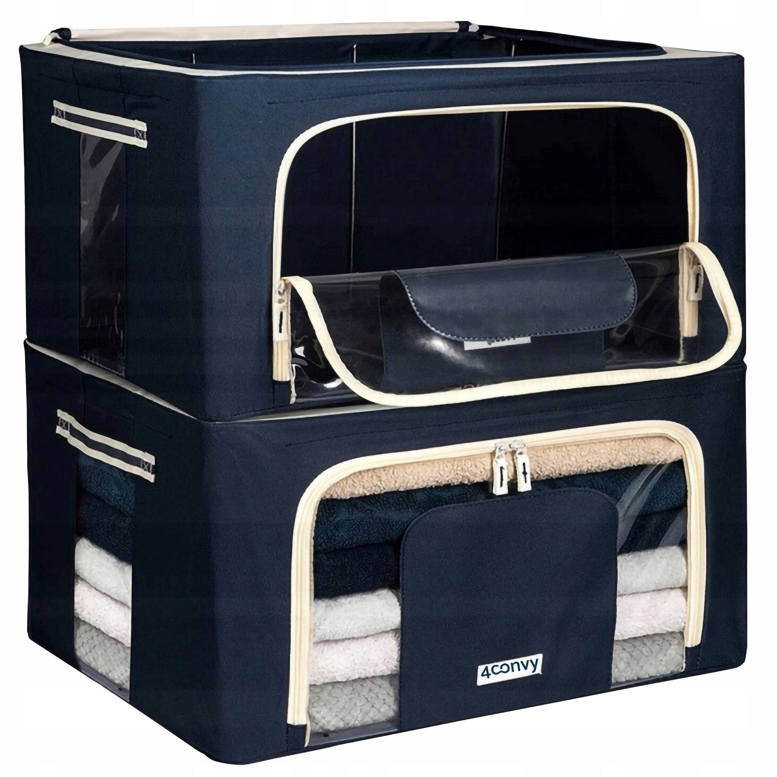 2x organizer box clothes box wardrobe linens with cover 24L