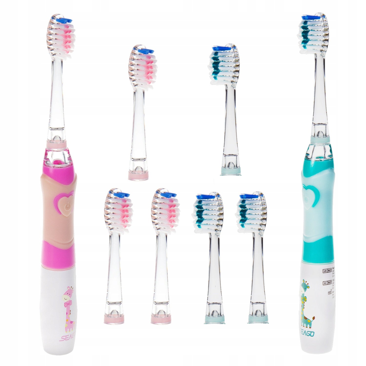 2x sonic toothbrush for children 8 tips Seago SG-977