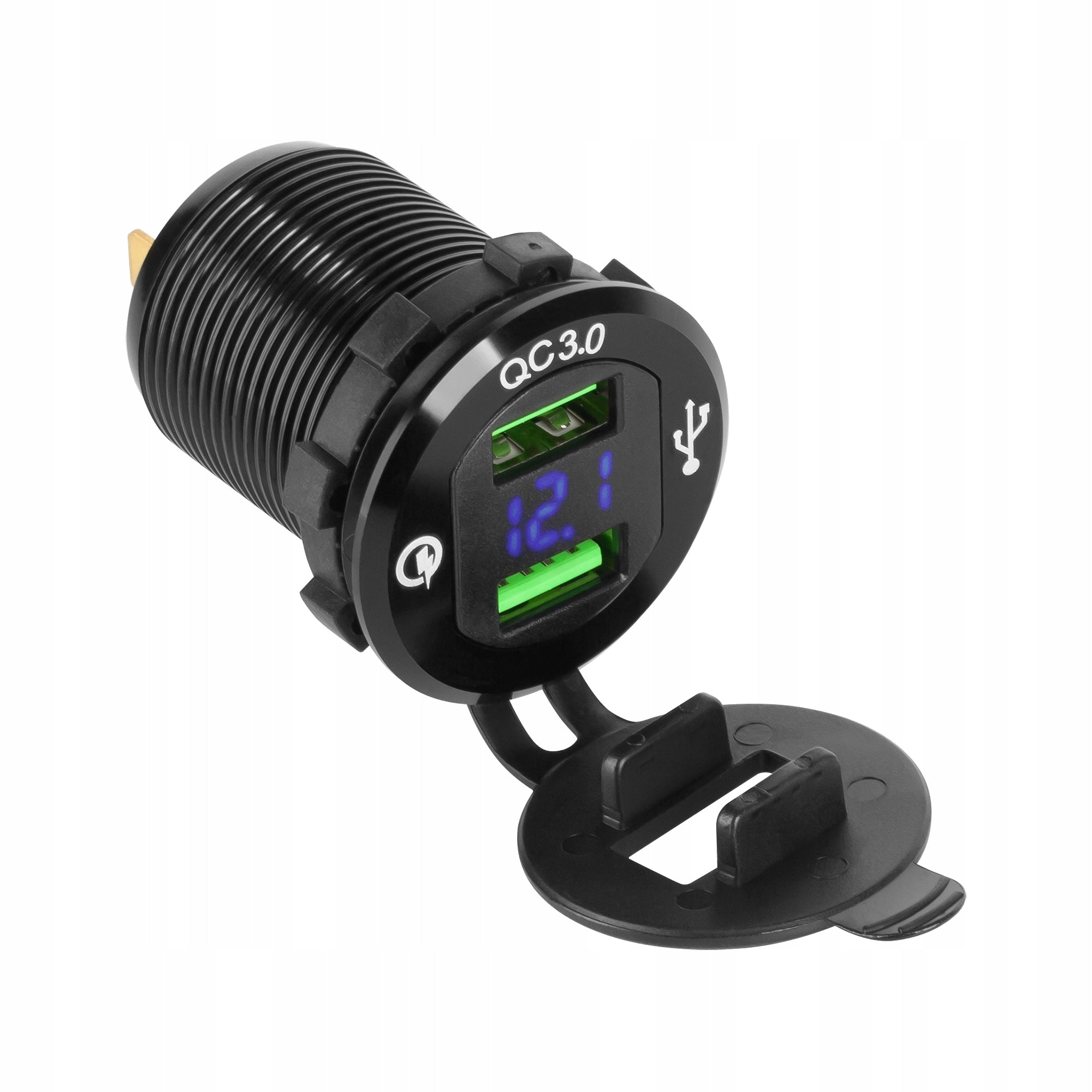 2xUSB 3A QUICK car charger with meter
