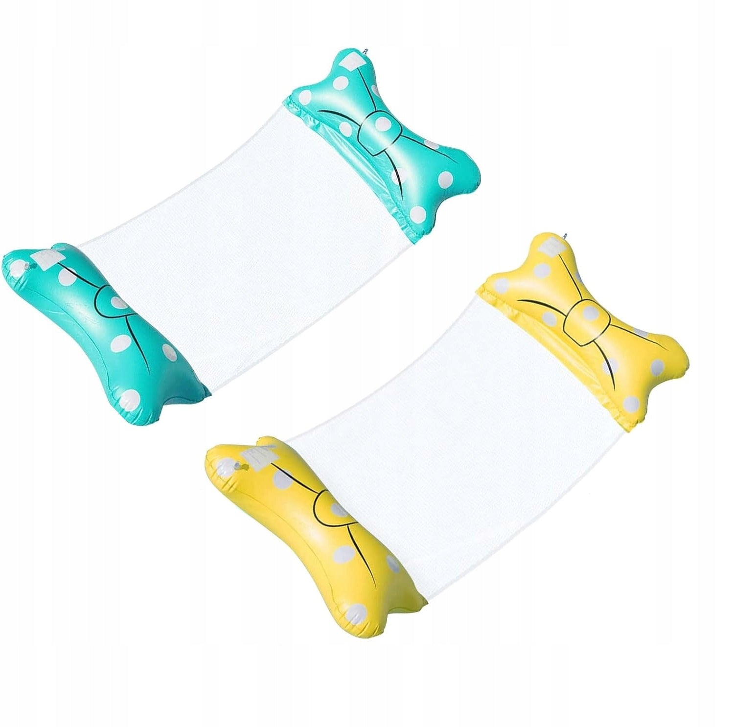 2xWATER HAMMOCK SWIMMING BED INFLATABLE WITH DOTS 140x70cm