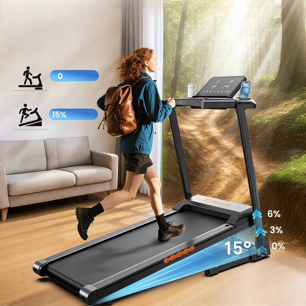 3.0 HP Electric Treadmill for Home FT61, 1-13.5 km/h 135kg Folding Measurements training duration number of steps speed burned calories