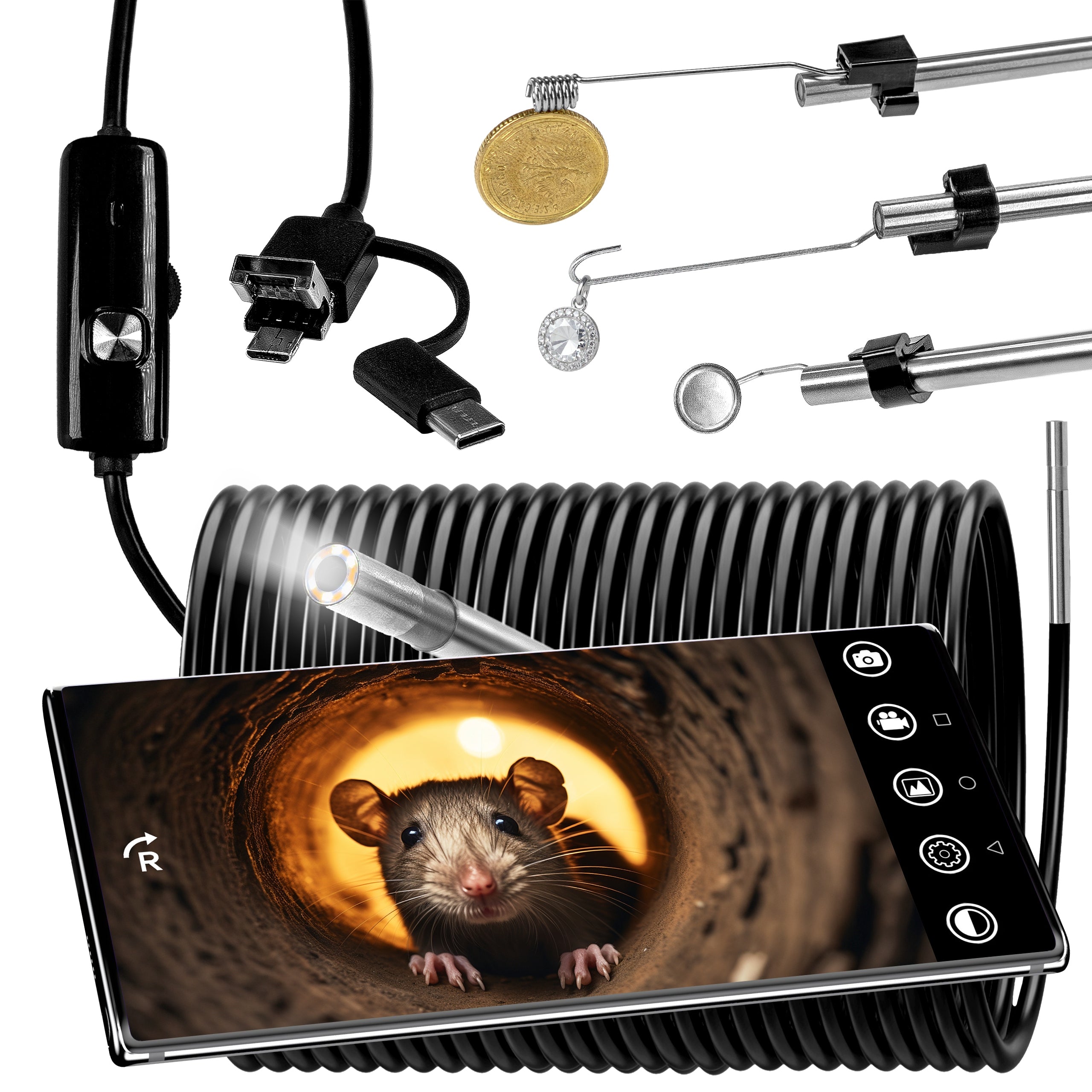 3,9MM 5M 3in1 Inspection Endoscope Camera For PC Phone ANDROID Endoscope