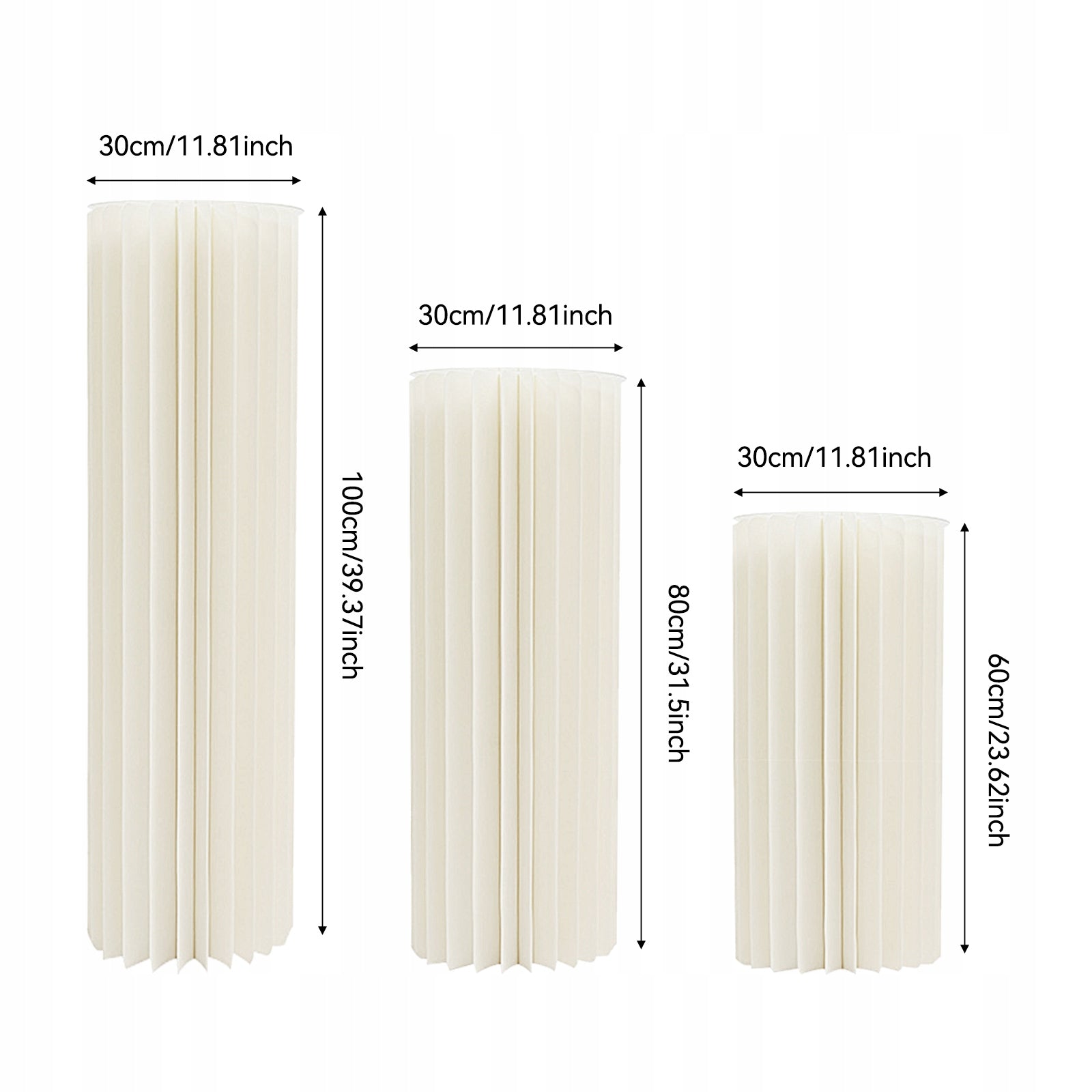 3 Cardboard Cylinder Stand 60/80/100cm PVC Wedding Floral Decor Manufacturer code XY-060808