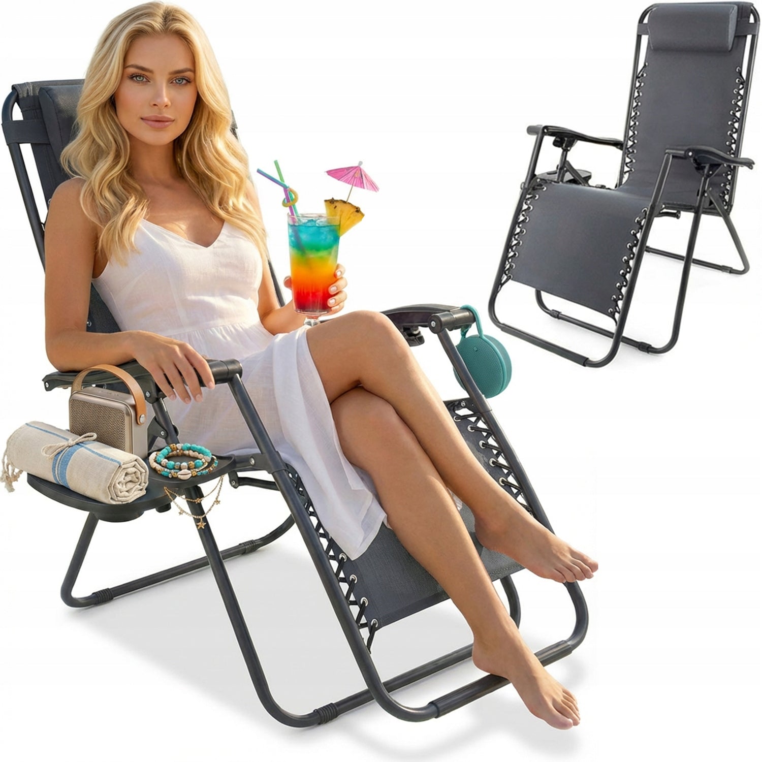 3 DESIGNS BEACH CHAIR GARDEN CHAIR SOPRATO FOLDING 2IN1